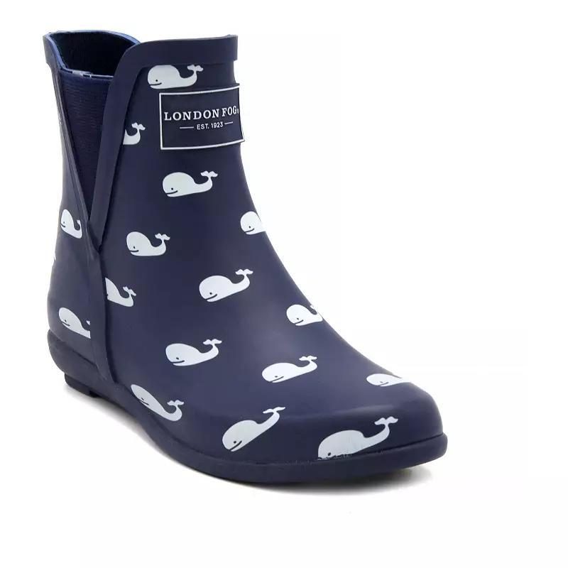 London Fog Piccadilly Women's Waterproof Rain Boots, Girl's, Size: 6, Black Floral Print Product Image