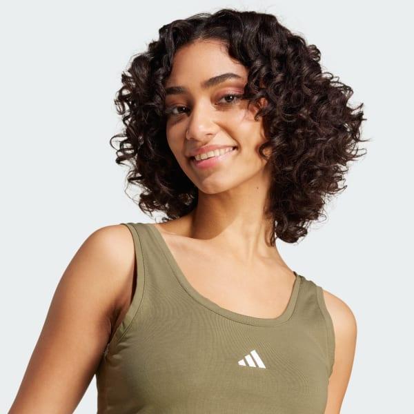Womens adidas Essentials Small Logo Slim-Fit Sportswear Tank Top Green Strata White Product Image