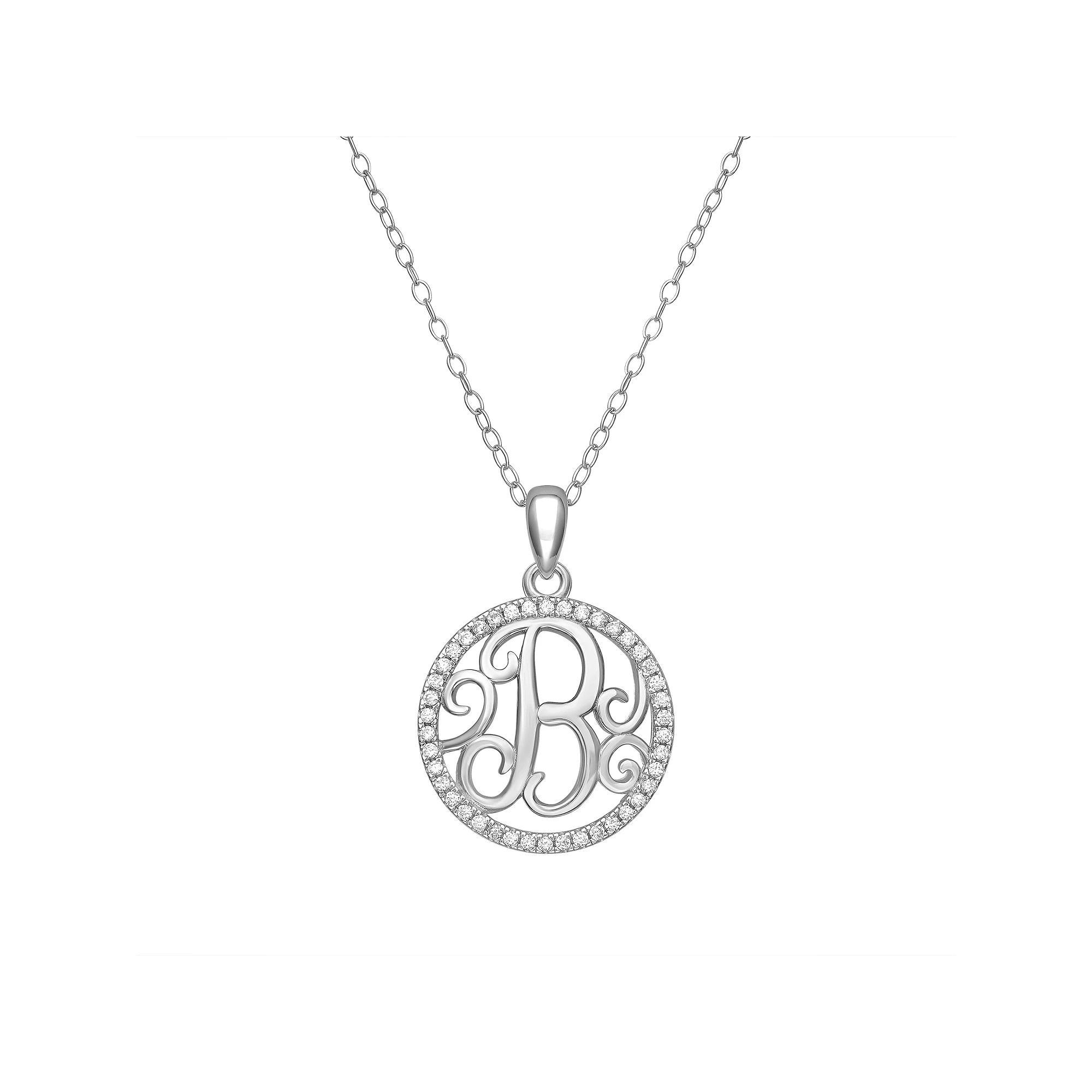 PRIMROSE Sterling Silver Cubic Zirconia Initial Pendant Necklace, Women's, Size: 18" Product Image