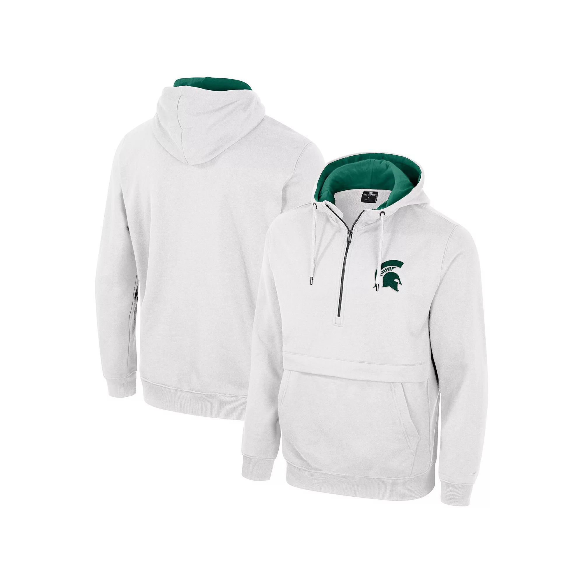 Men's Colosseum White Michigan State Spartans Half-Zip Hoodie, Size: XL Product Image