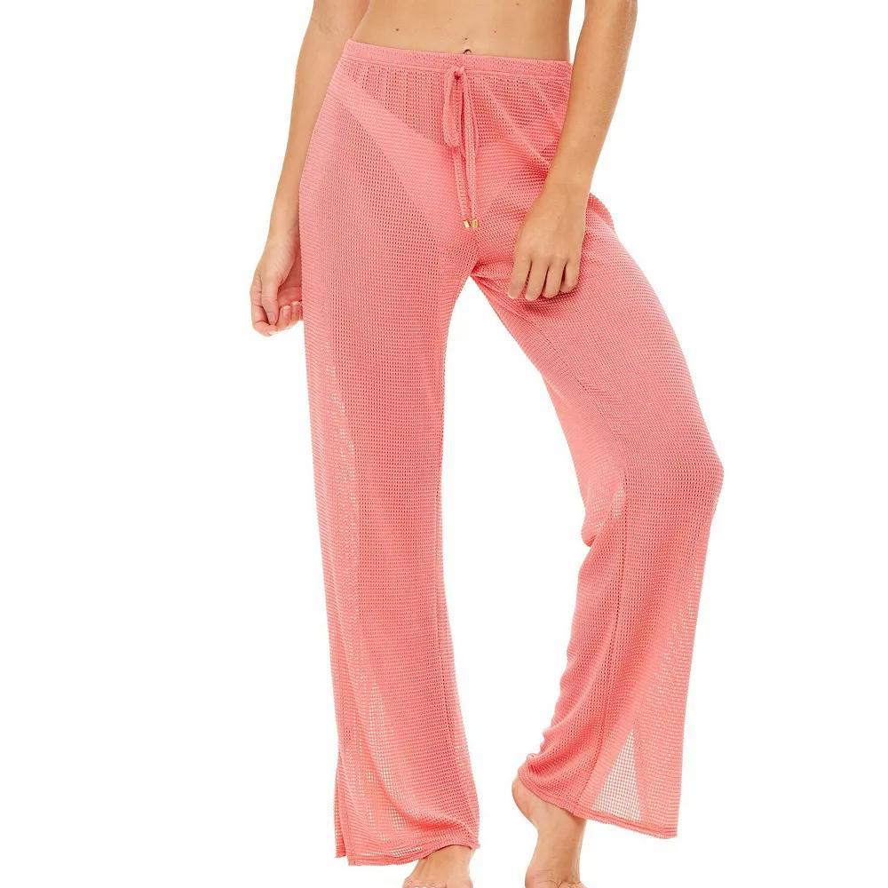 Women's Jordan Taylor Textured Mesh Swim Cover-Up Pants, Size: Large, Pink Product Image