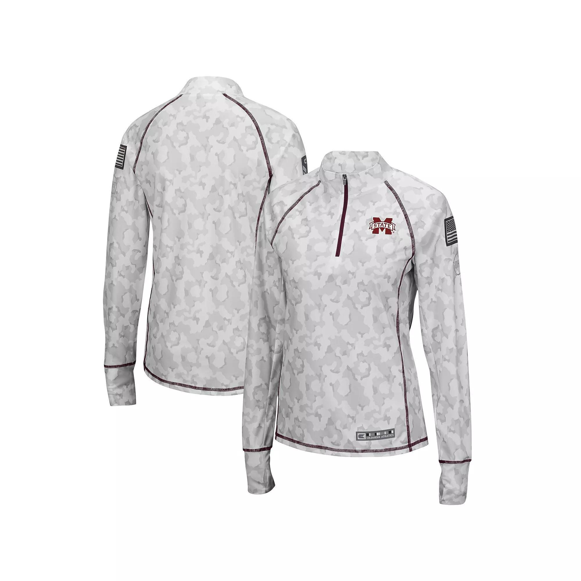 Women's Colosseum Camo Mississippi State Bulldogs OHT Military Appreciation Officer Arctic Lightweight Quarter-Zip Top, Size: 2XL, Mst Green Product Image