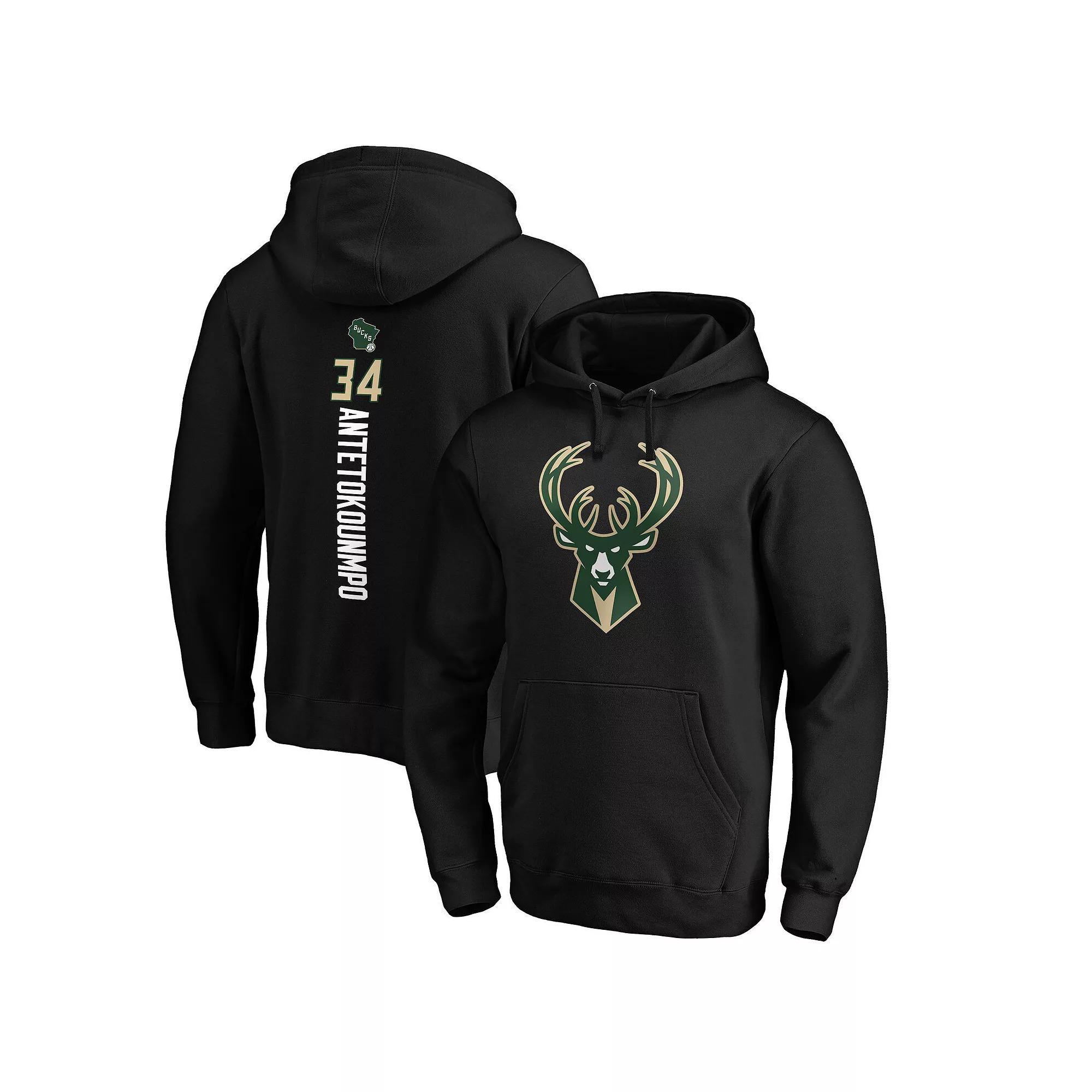 Men's Fanatics Branded Giannis Antetokounmpo Black Milwaukee Bucks Playmaker Name & Number Pullover Hoodie, Size: 2XL Product Image