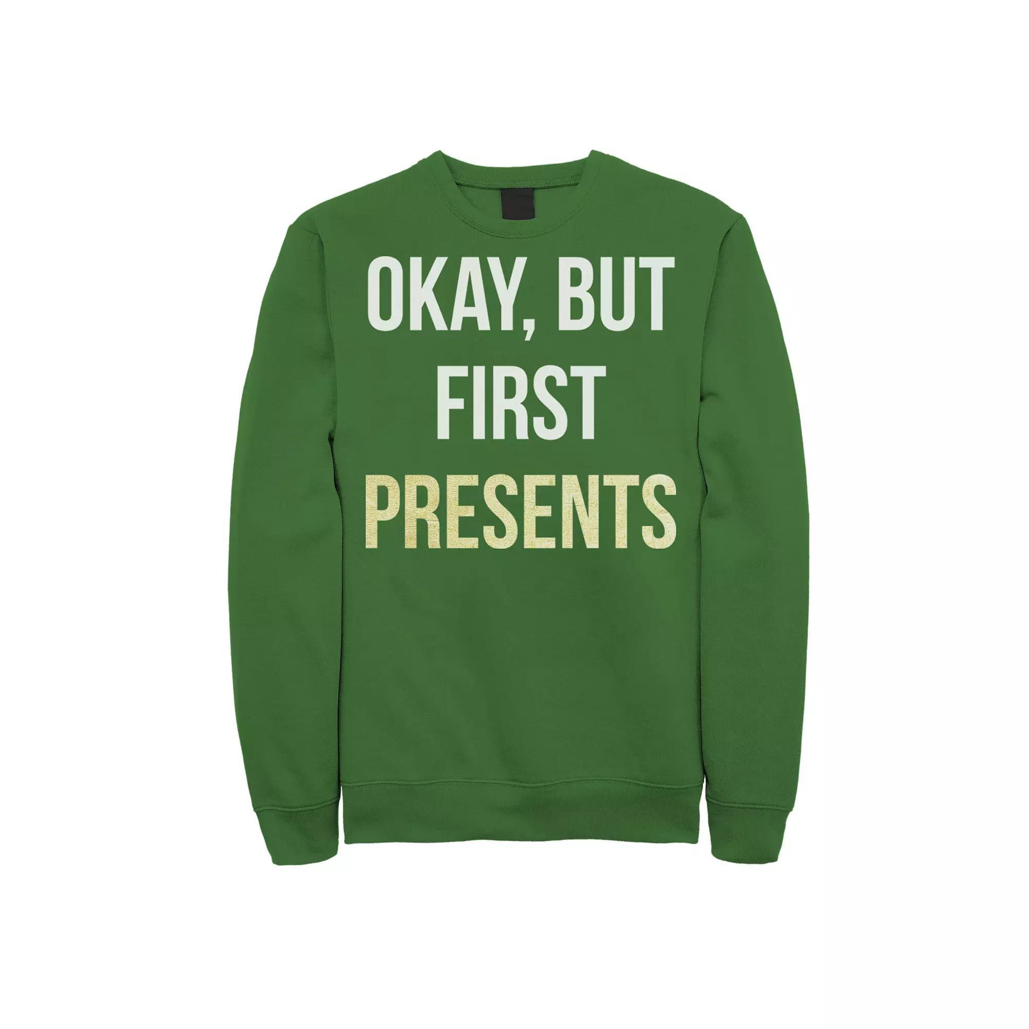 Mens But First Presents Christmas Graphic Graphic Fleece Pullover Pullover Product Image