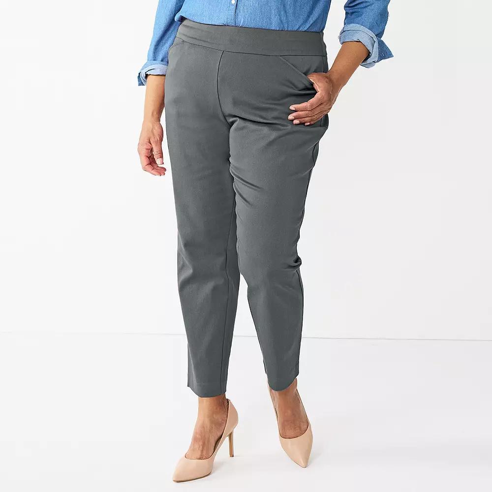Plus Size Croft & Barrow® Effortless Stretch Pull-On Straight-Leg Pants, Women's, Size: 24W Short, Black Product Image