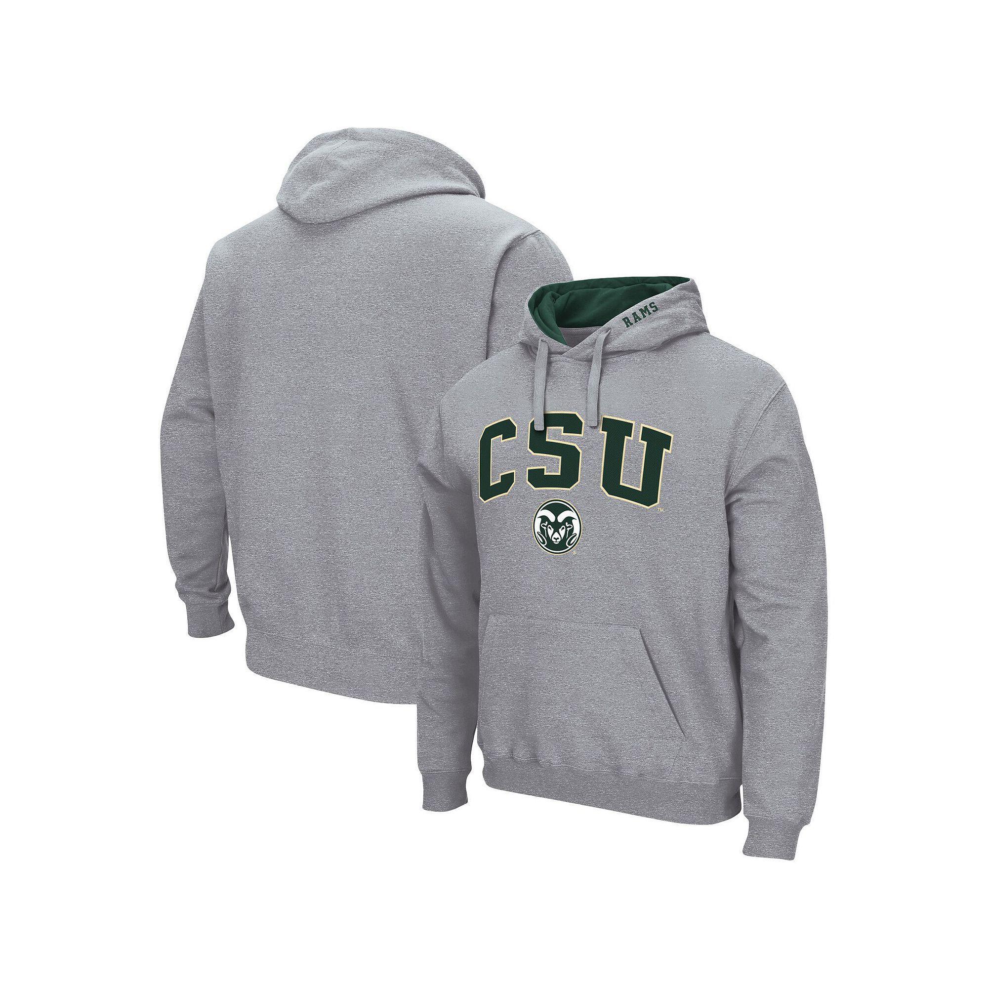 Men's Colosseum Heathered Gray Colorado State Rams Arch and Logo Pullover Hoodie, Size: 3XL, Grey Product Image