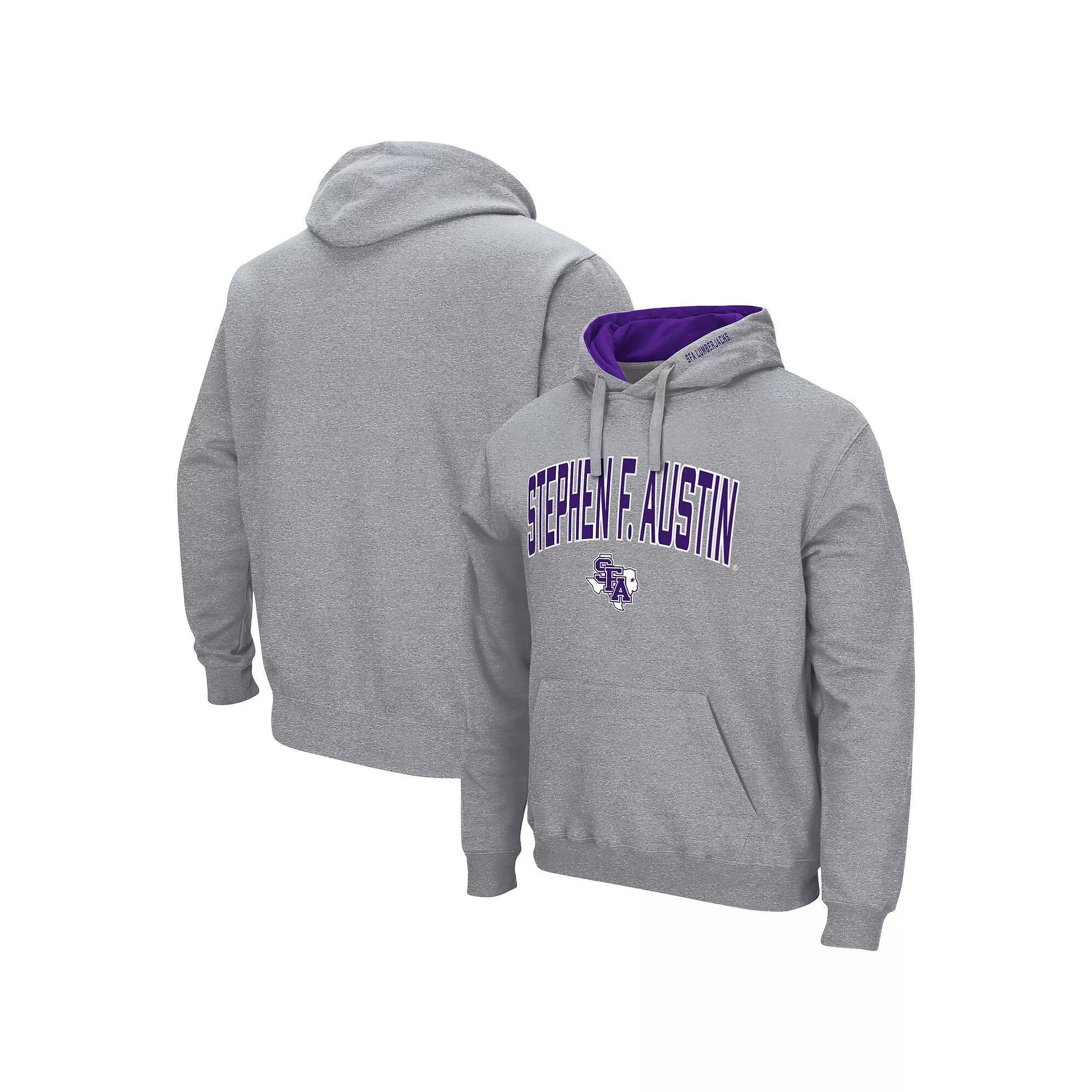Men's Colosseum Heathered Gray Stephen F Austin Lumberjacks Arch and Logo Pullover Hoodie, Size: 3XL, Nc2 Grey Product Image