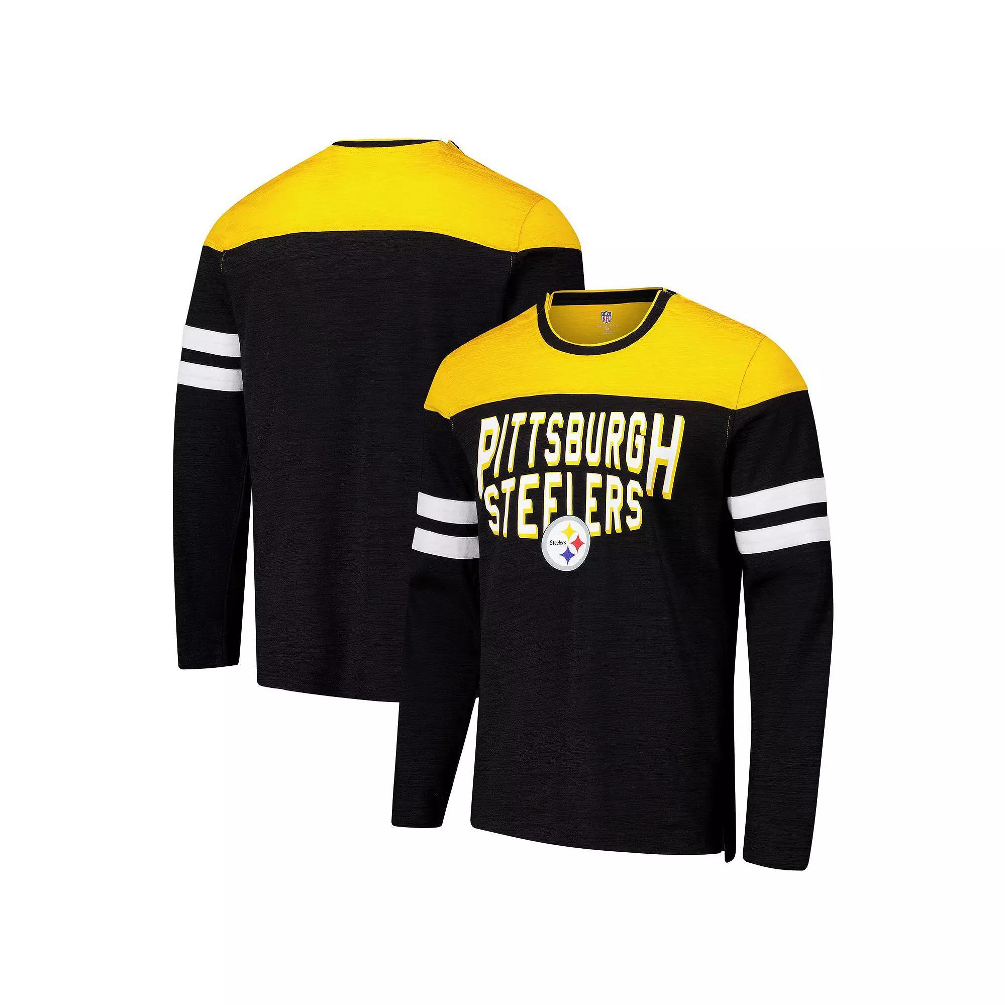 Men's G-III Sports by Carl Banks Black/Gold Pittsburgh Steelers Adaptive Hail Mary Long Sleeve T-Shirt, Size: Medium Product Image
