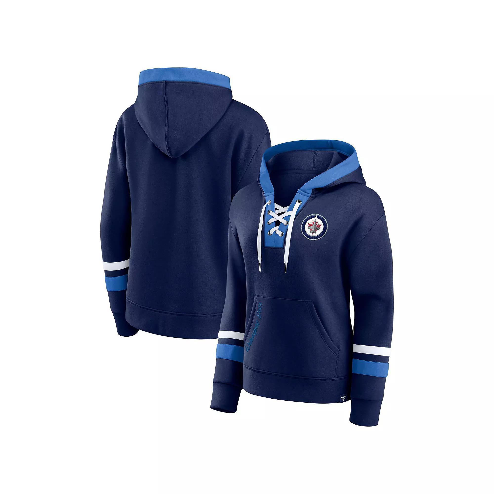 Womens Fanatics Navy Winnipeg Jets Bombastic Lace-Up Pullover Hoodie Jts Blue Product Image