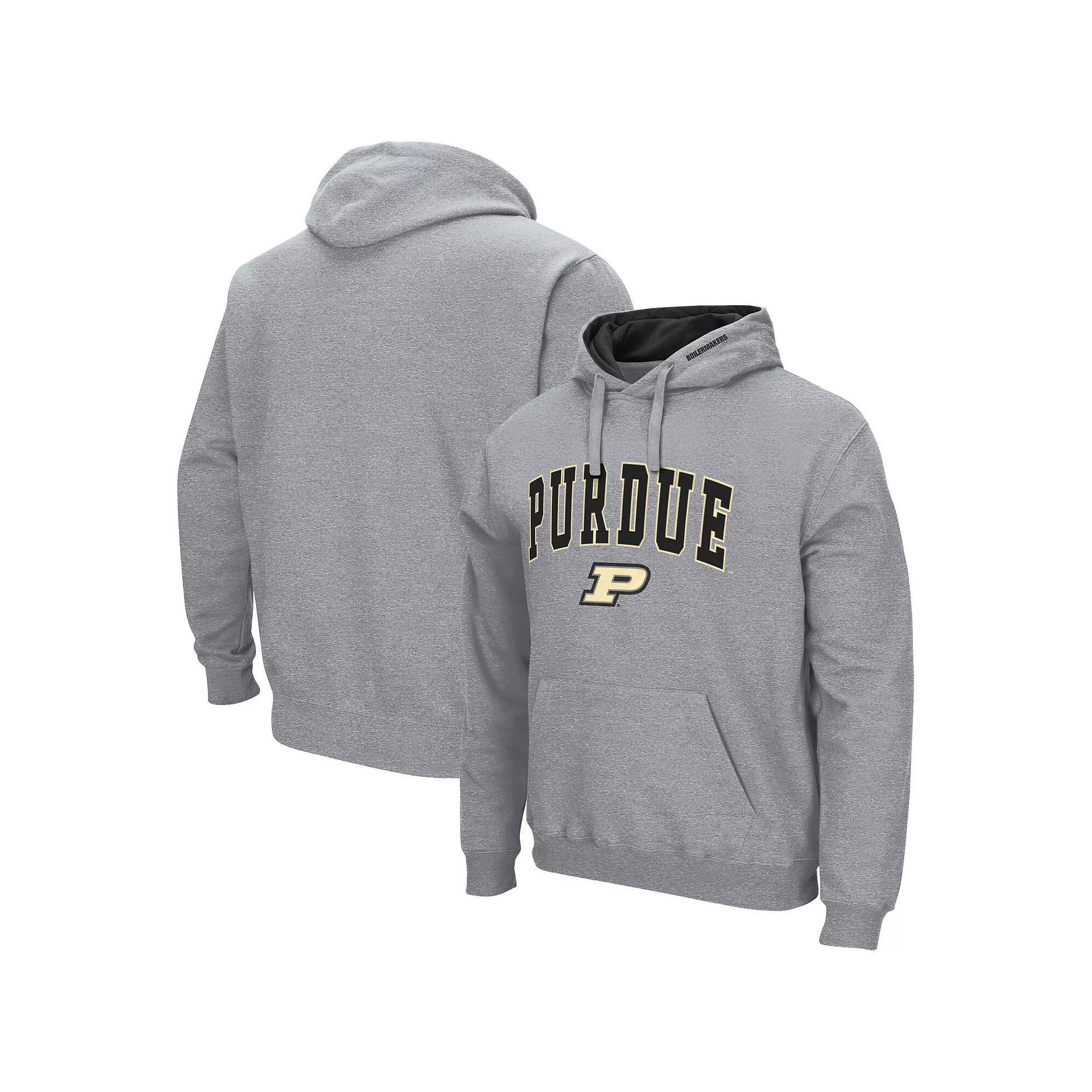 Men's Colosseum Heather Gray Purdue Boilermakers Arch & Logo 3.0 Pullover Hoodie, Size: XL, Grey Product Image