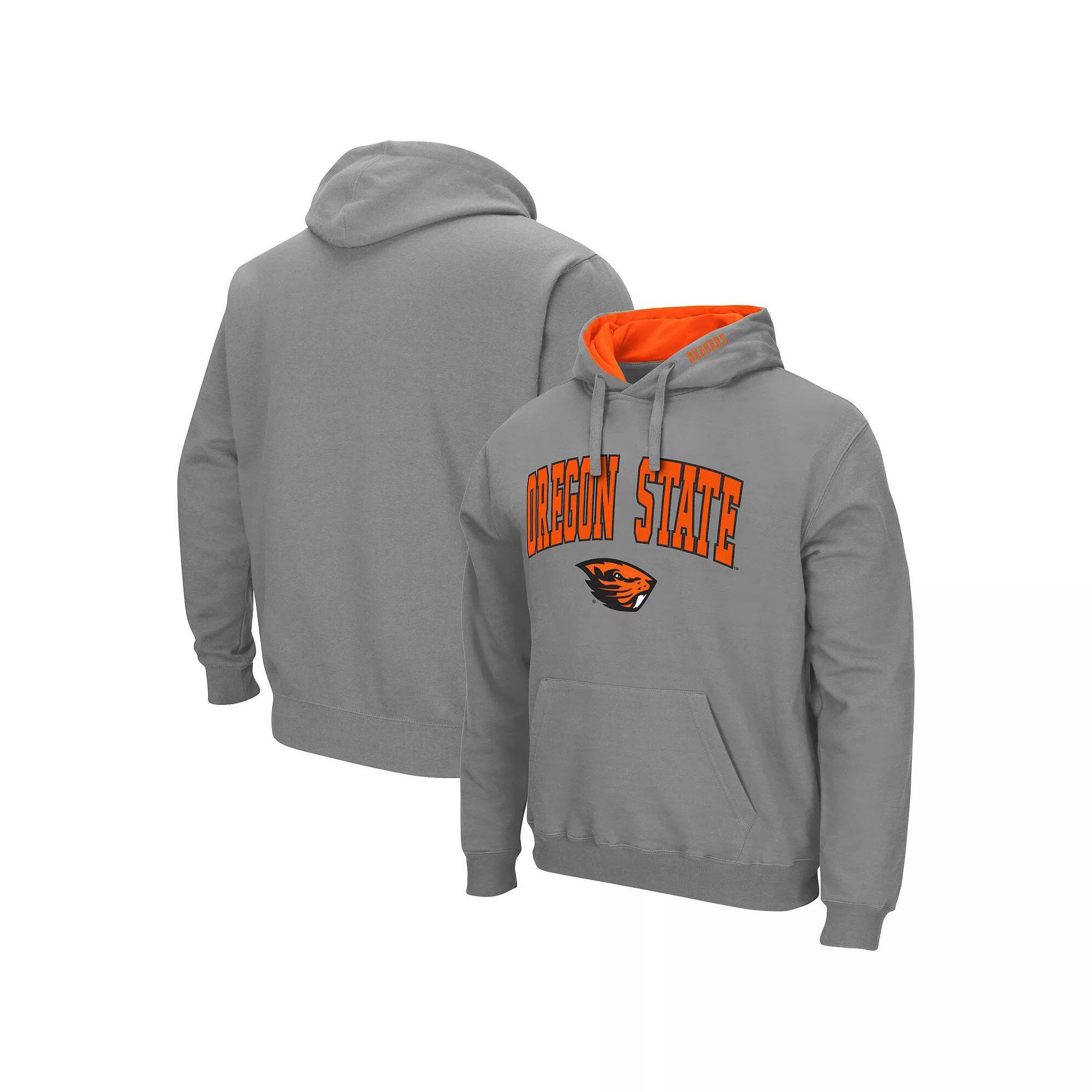 Men's Colosseum Heathered Gray Oregon State Beavers Arch & Logo 3.0 Pullover Hoodie, Size: Medium, Grey Product Image