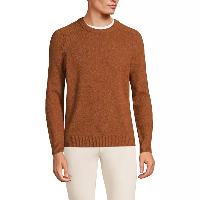 Mens Lands End Lambswool Sweater Honey Red Marl Product Image