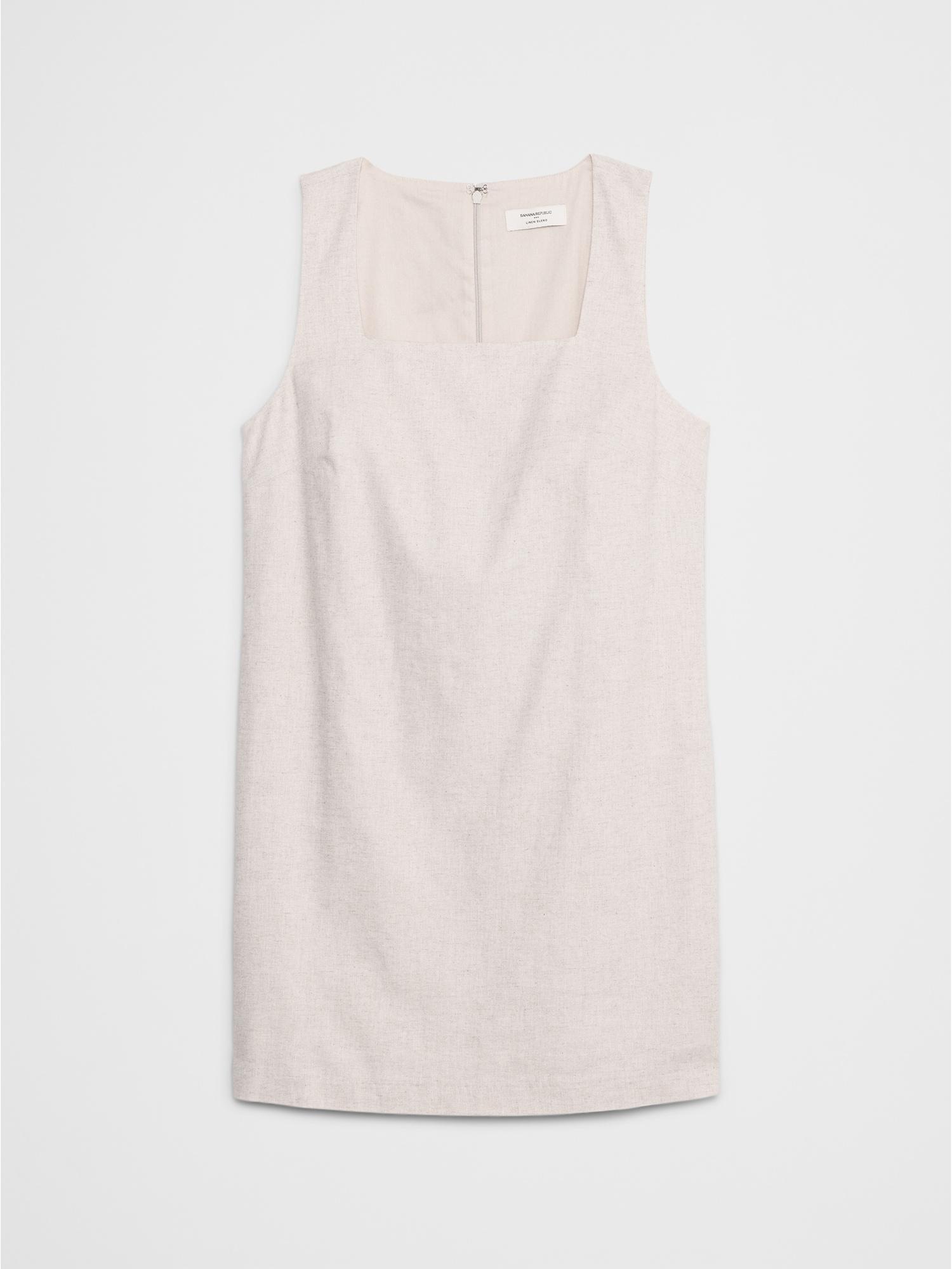 Linen-Blend Square-Neck Mini Shift Product Image