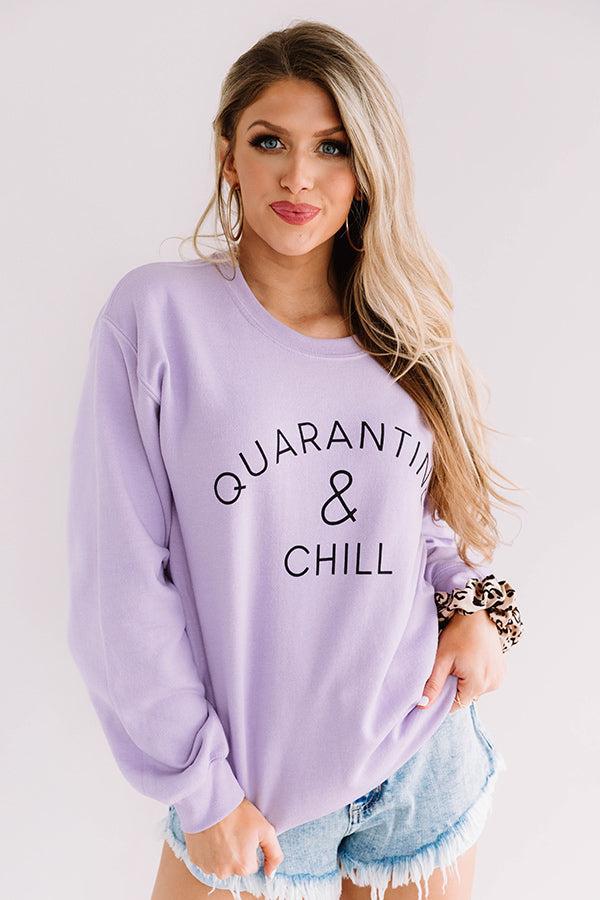 Quarantine And Chill Sweatshirt In Lavender Product Image