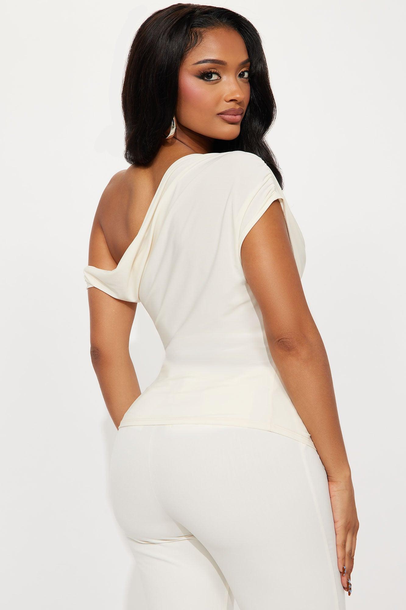 Lucina Ruched Off Shoulder Top - Cream Product Image