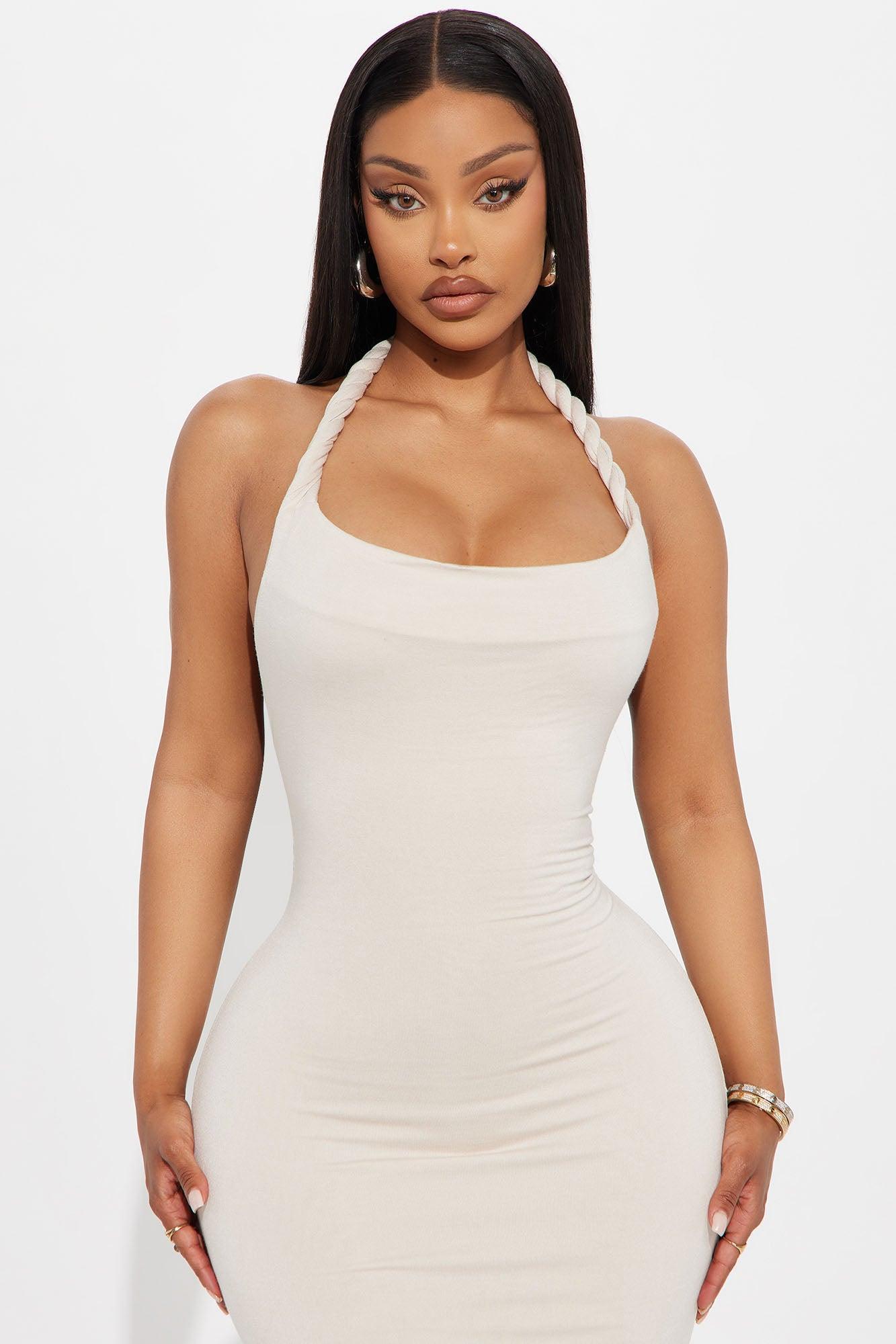 Nathalie Double Lined Backless Maxi Dress - Cream Product Image