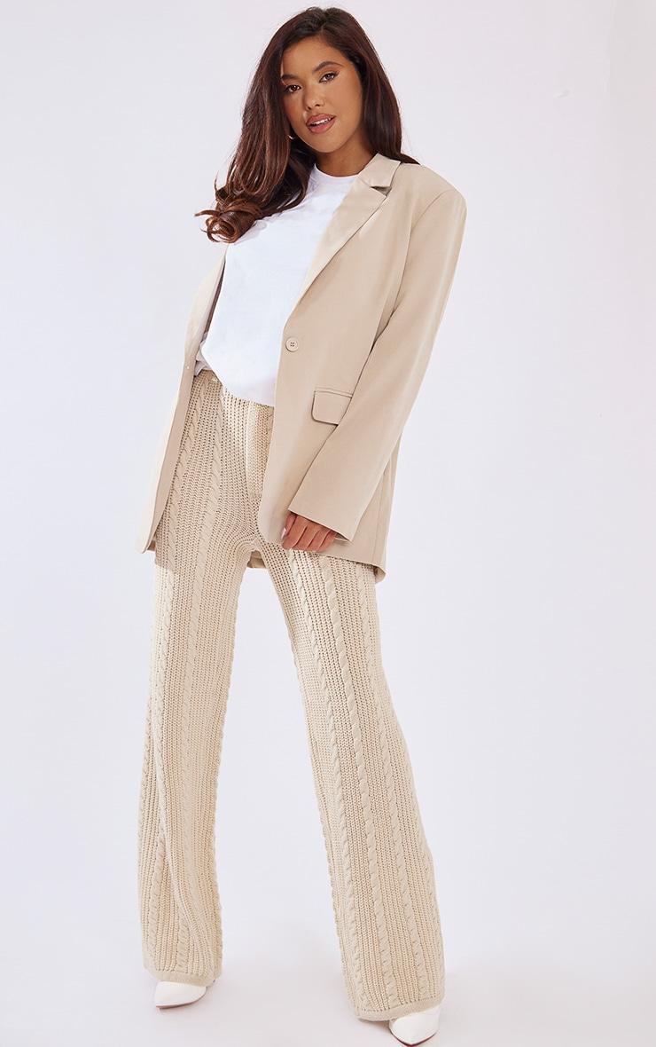 Stone Cable Knit Wide Leg Pants Product Image