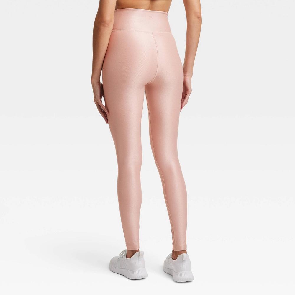 Women's High-Rise Shine Ribbed Leggings - All In Motion™ Light Mauve XS Product Image