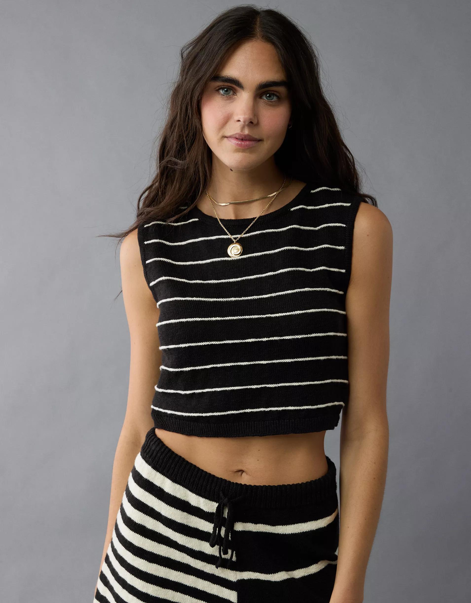 AE Tie Back Striped Sweater Tank Top Product Image