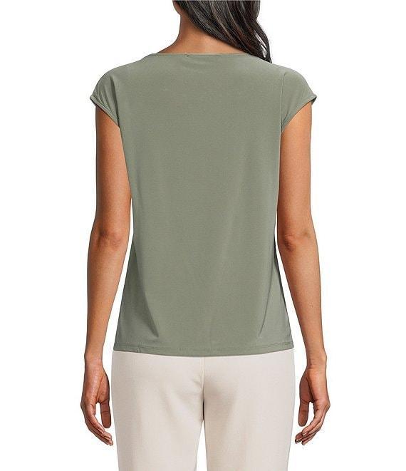Kasper Beaded Round Neck Cap Sleeve Top Product Image