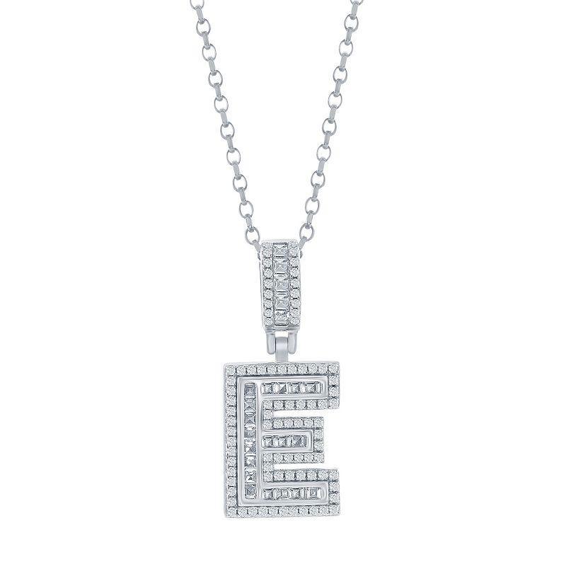 Argento Bella Sterling Silver Cubic Zirconia Initial Pendant Necklace, Women's, Size: 18", Sterling E Product Image