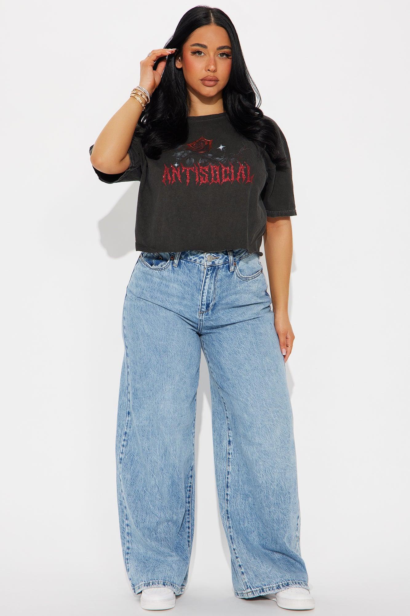 Anti Social Roses Washed Tee - Black Product Image