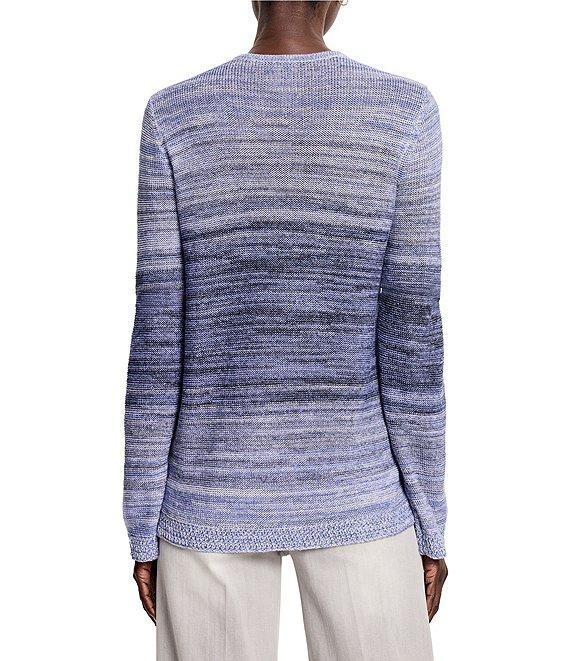 NIC + ZOE Hazy Shades Knit V-Neck Long Sleeve Crochet Detail Sweater Product Image