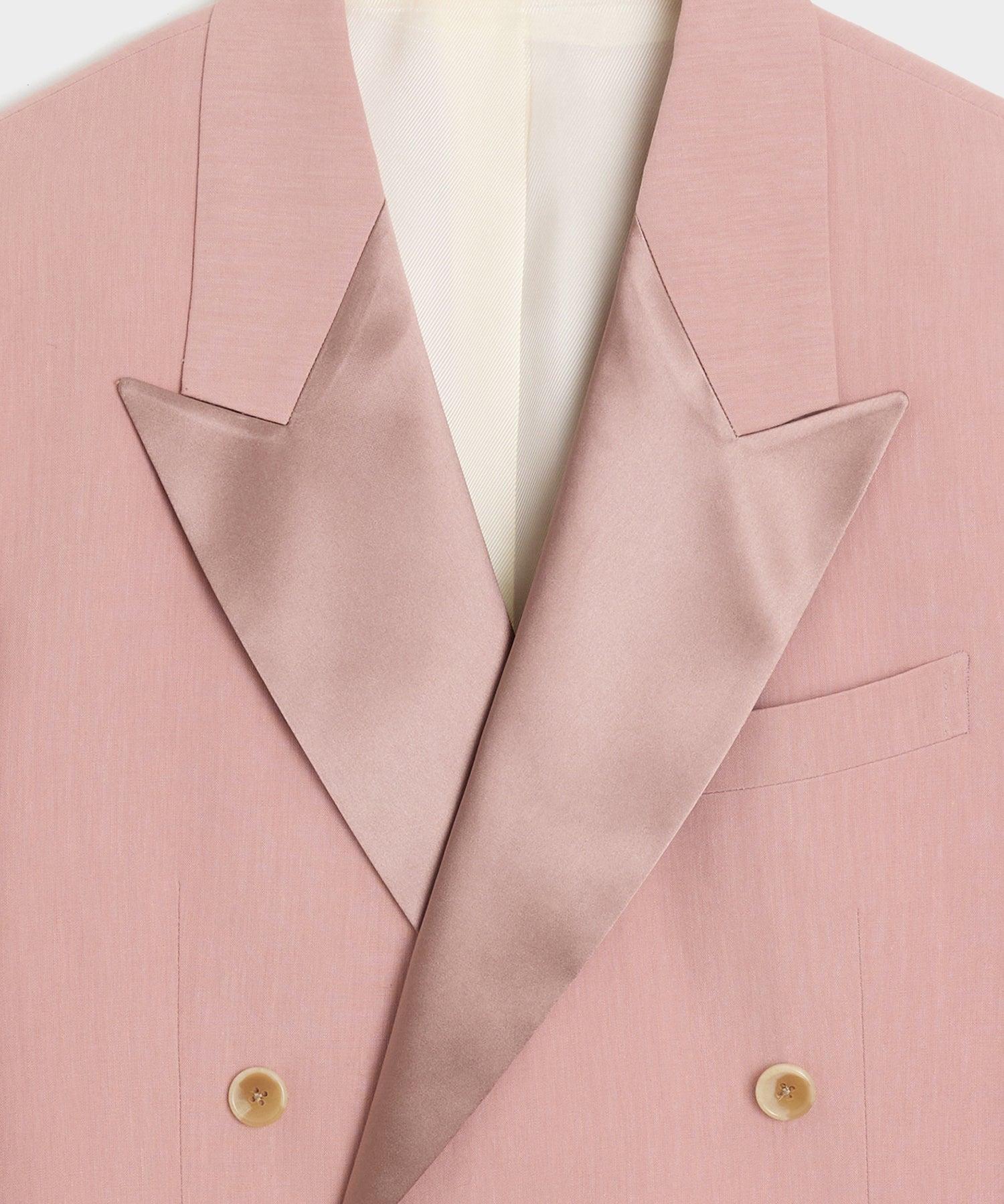Italian Relaxed Sueded Linen Double-Breasted Tuxedo Jacket Product Image