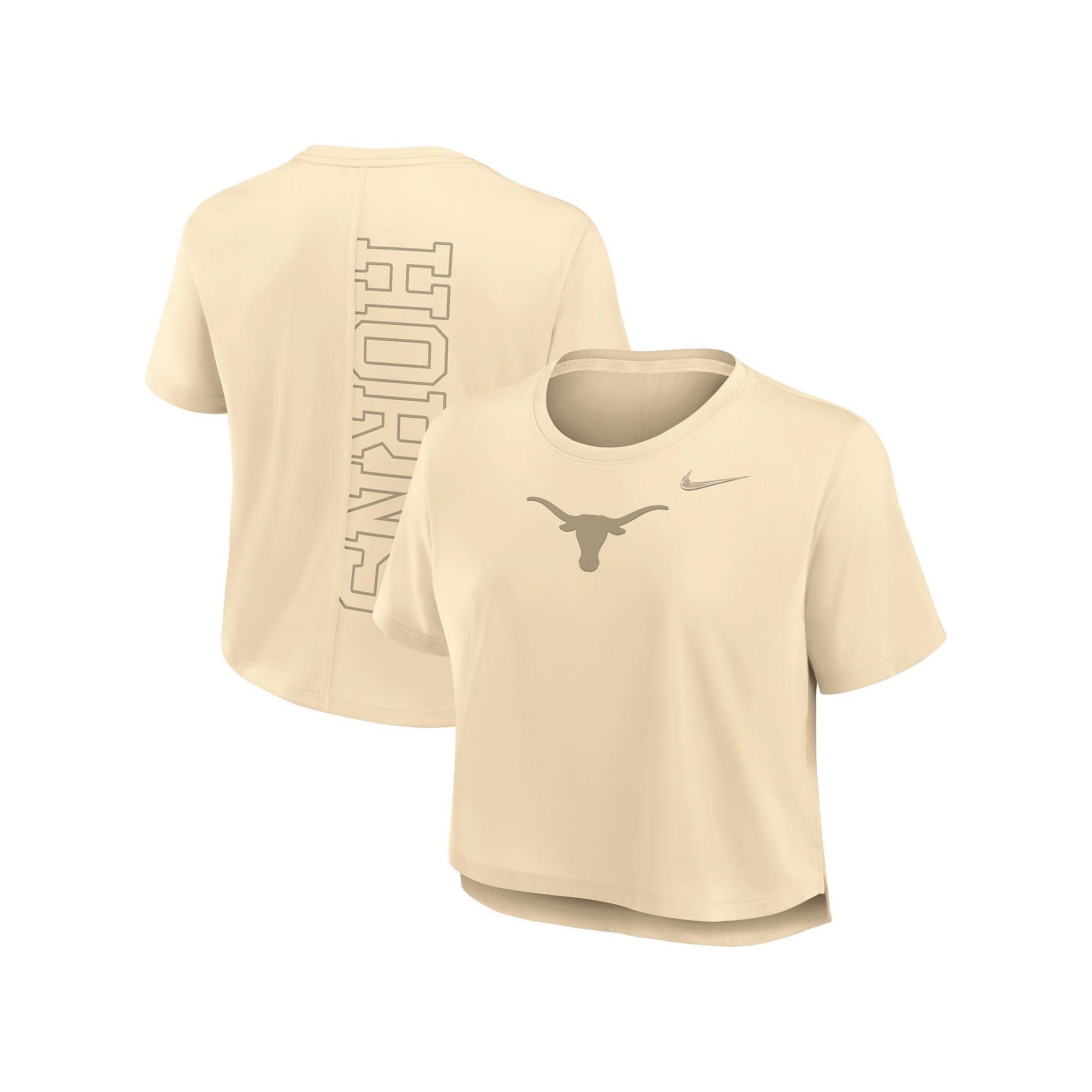 Women's Nike Tan Texas Longhorns Performance Cropped T-Shirt, Size: Medium, Team Product Image