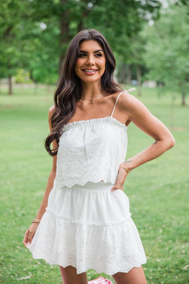 Dockside Dream White Crochet Detail Crop Top FINAL SALE Product Image