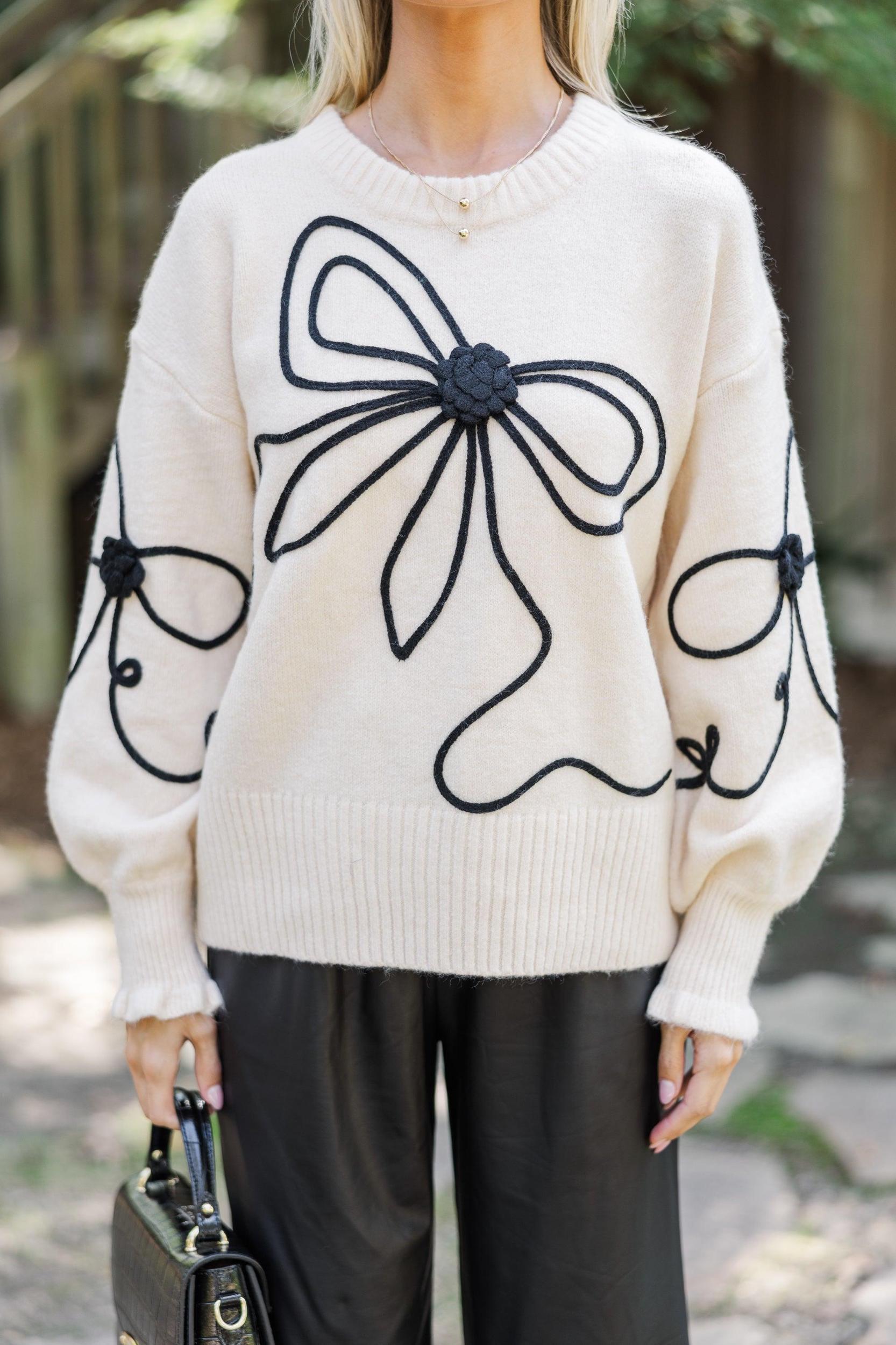 See It Through Ecru White Embroidery Sweater Female Product Image