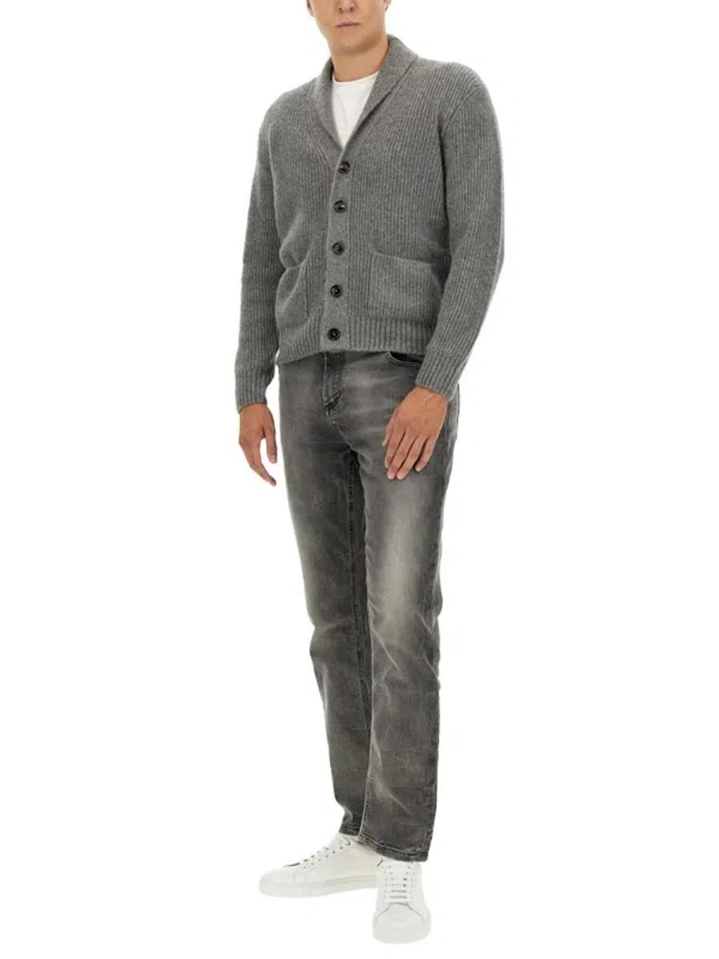 TOM FORD Brushed Shawl Collar Cardigan In Grey Product Image