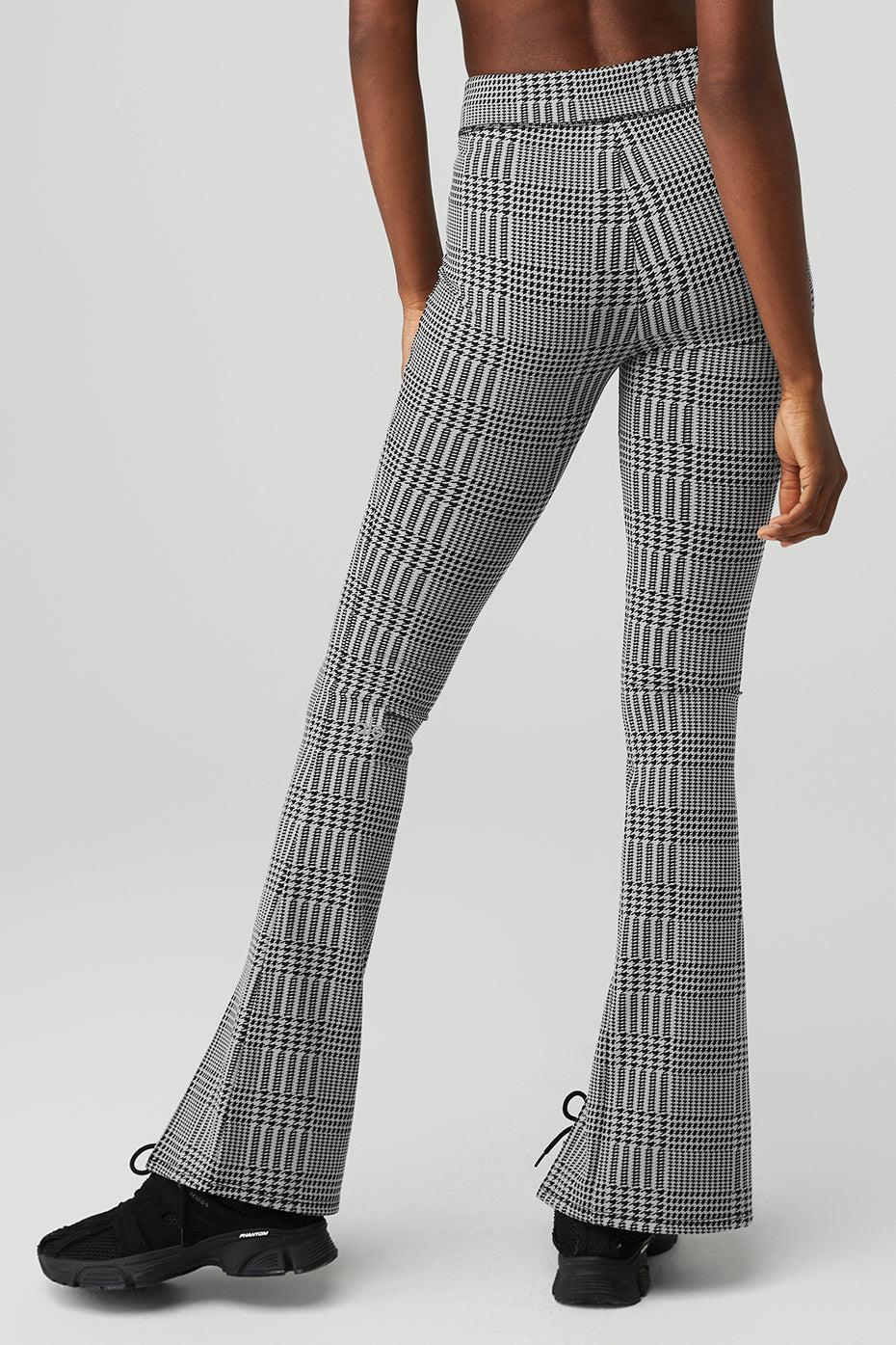 Jacquard High-Waist Glenplaid Flutter Legging - Titanium/Black Product Image