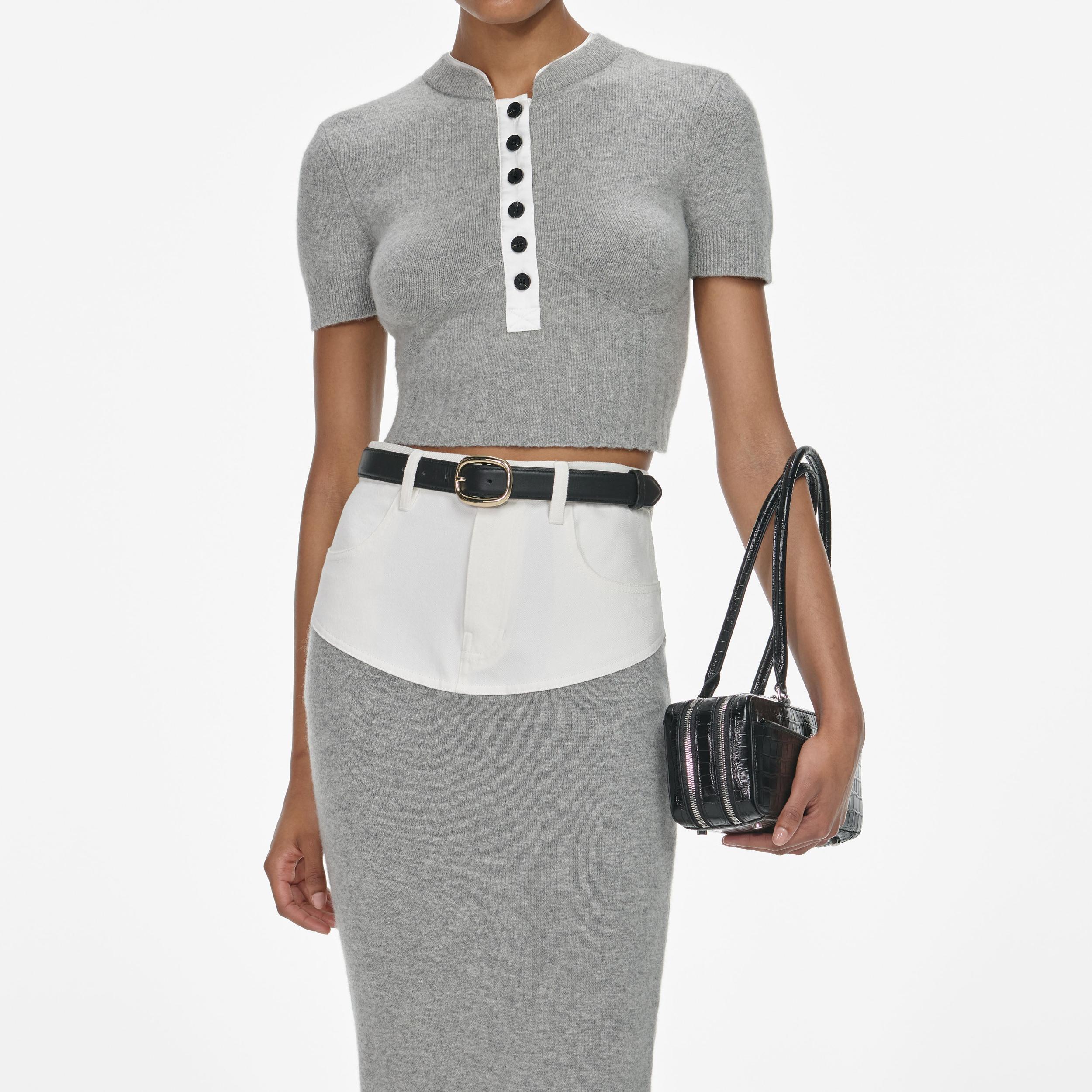 Grey Short Sleeve Knit Top Product Image
