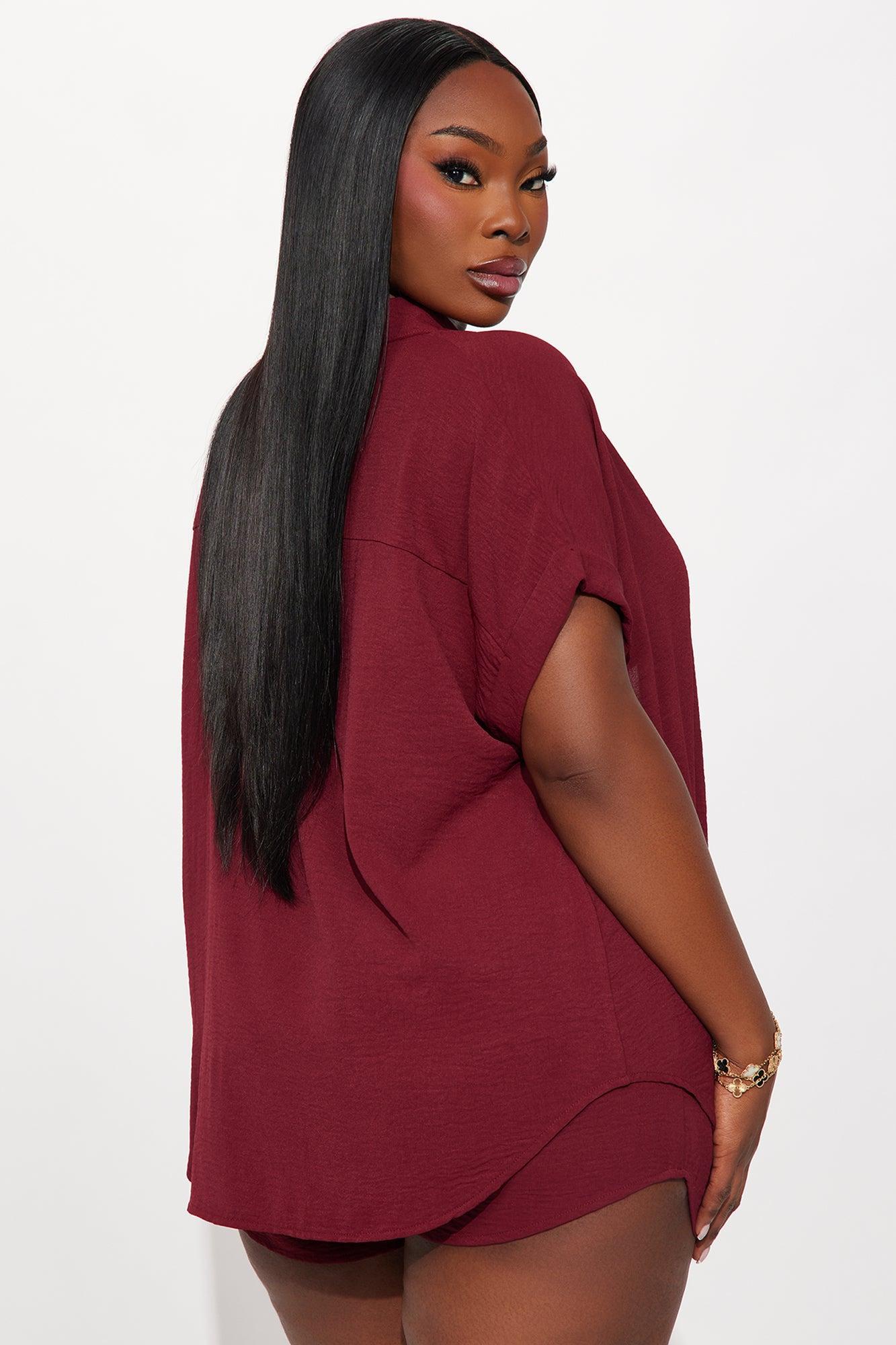 Hot Summer Short Set - Burgundy Product Image