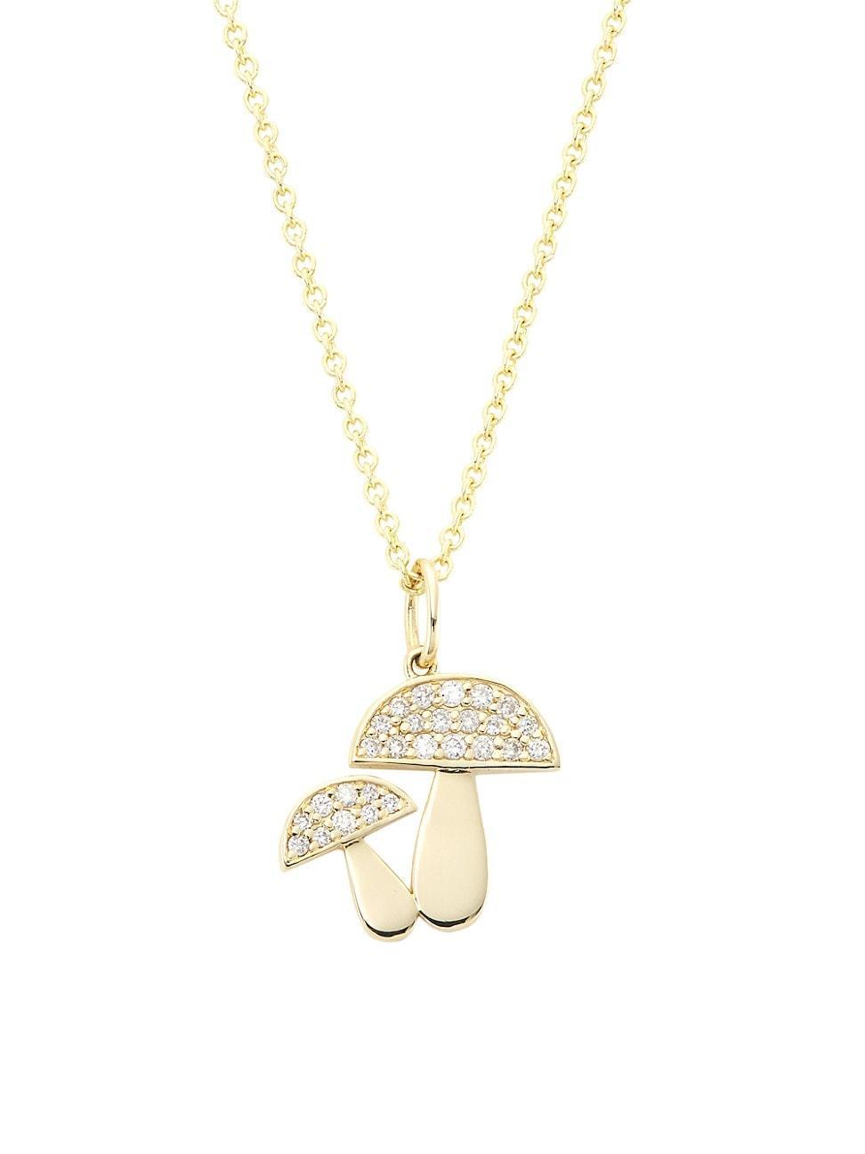 Womens Psychedelic Grooves 14K Yellow Gold & 0.162 TCW Diamond Mushroom Pendant Necklace Product Image