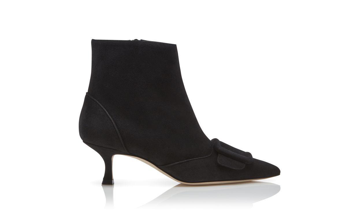 BAYLOW Black Suede Buckle Detail Ankle Boots Product Image