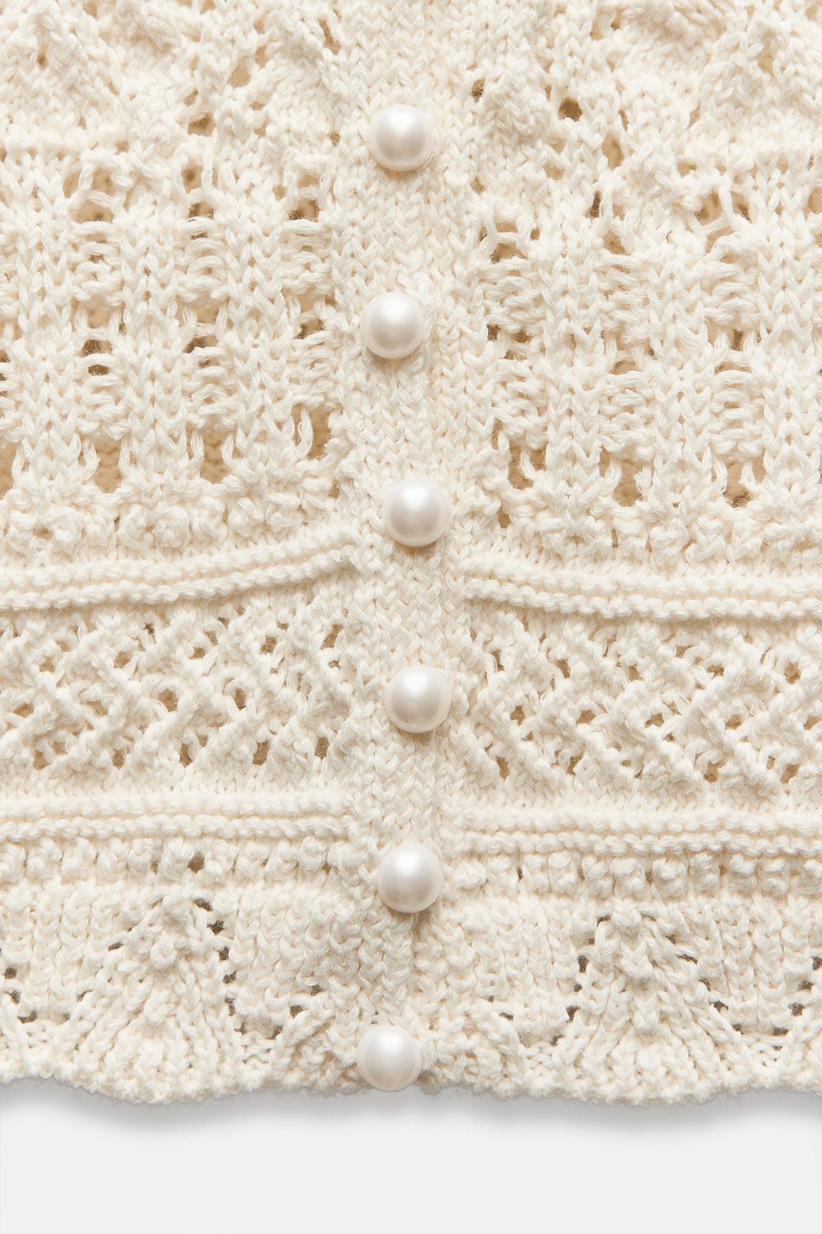 POINTELLE KNIT CARDIGAN WITH PEARL BUTTONS Product Image