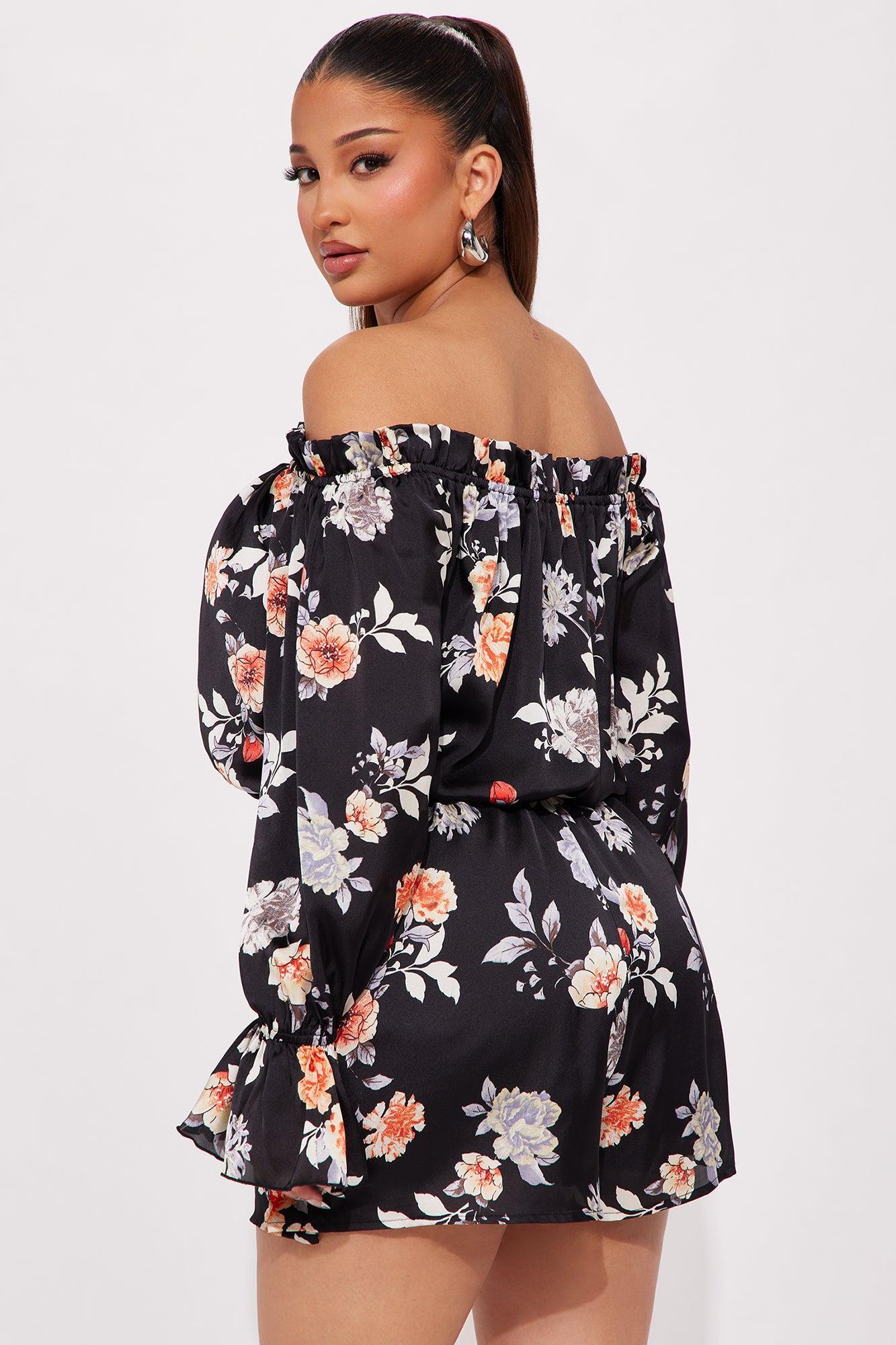 So Into It Satin Romper - Black/combo Product Image