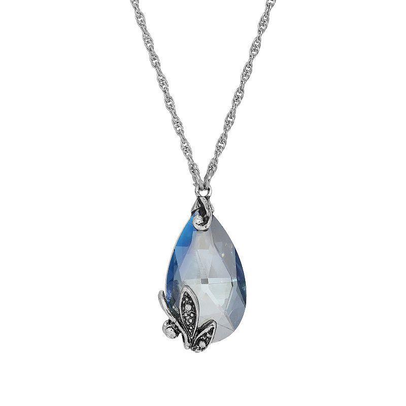 1928 Silver Tone Teardrop Necklace, Womens, Blue Product Image