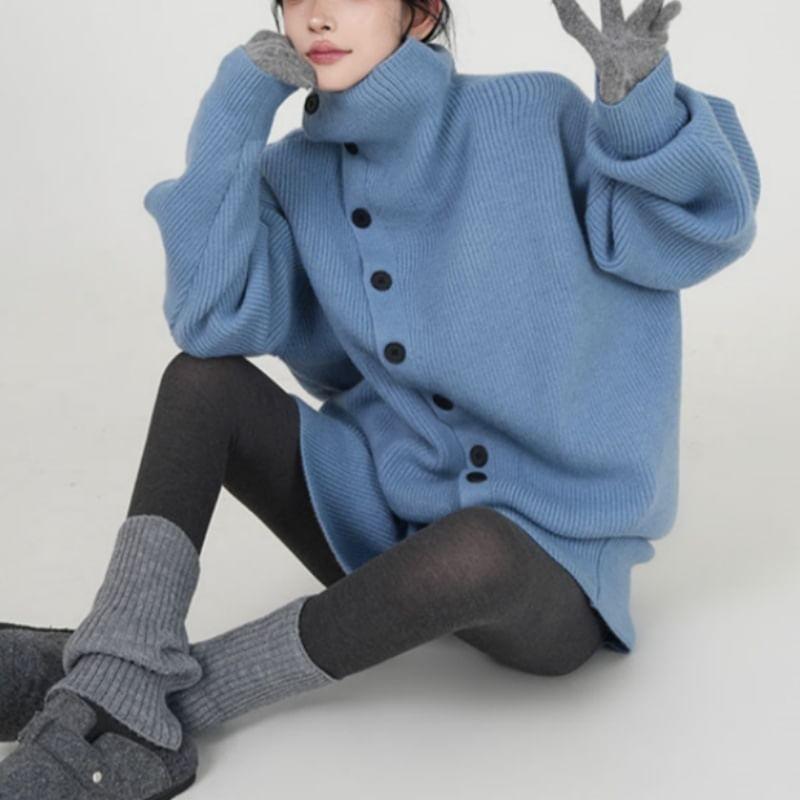 Set: Turtleneck Plain Cape + Mini A-Line Skirt Product Image