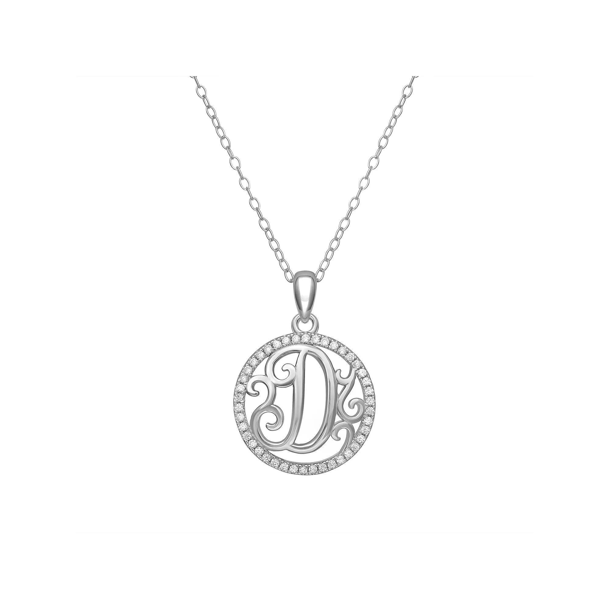 PRIMROSE Sterling Silver Cubic Zirconia Initial Pendant Necklace, Women's, Size: 18" Product Image