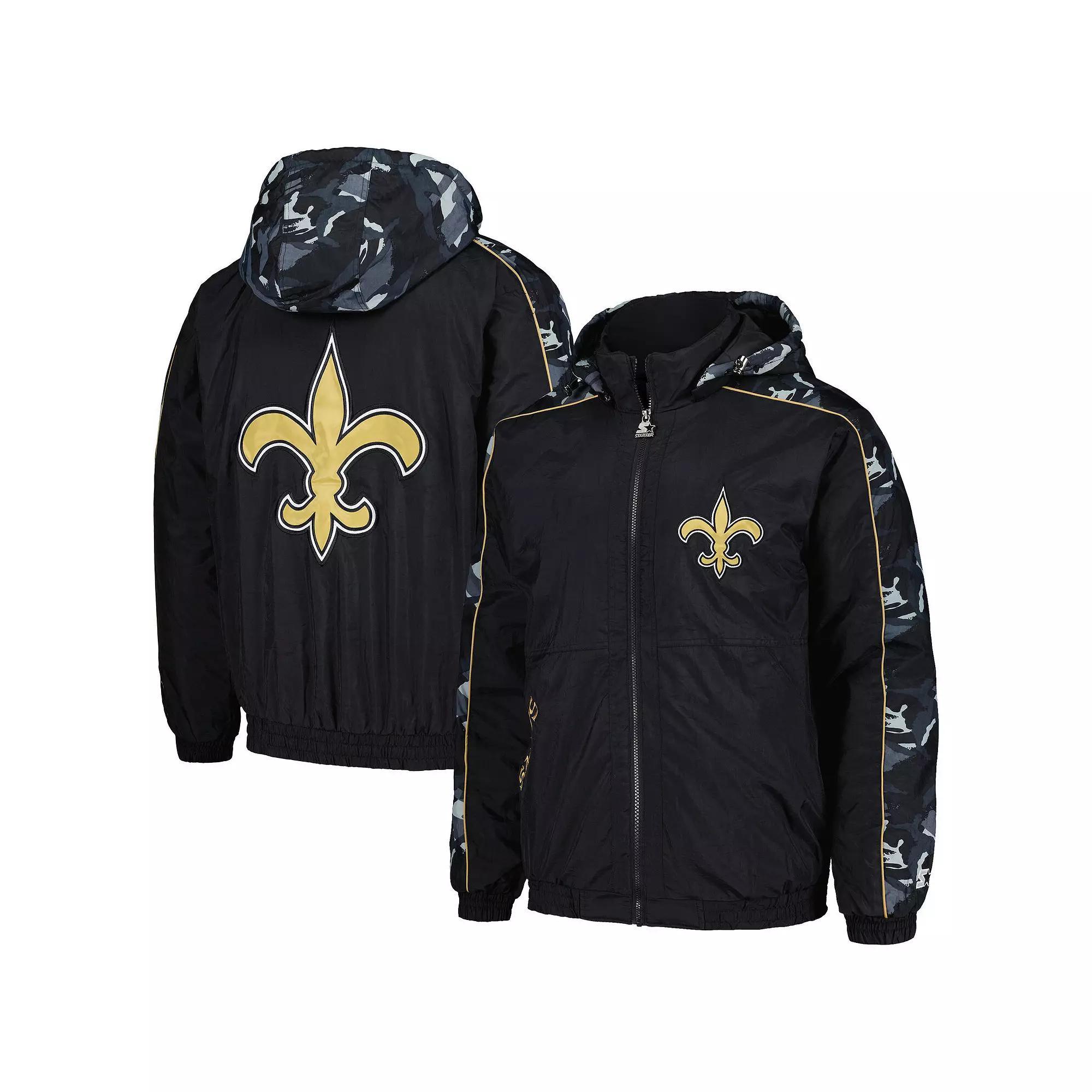 Men's Starter Black New Orleans Saints Thursday Night Gridiron Full-Zip Hoodie, Size: XL Product Image