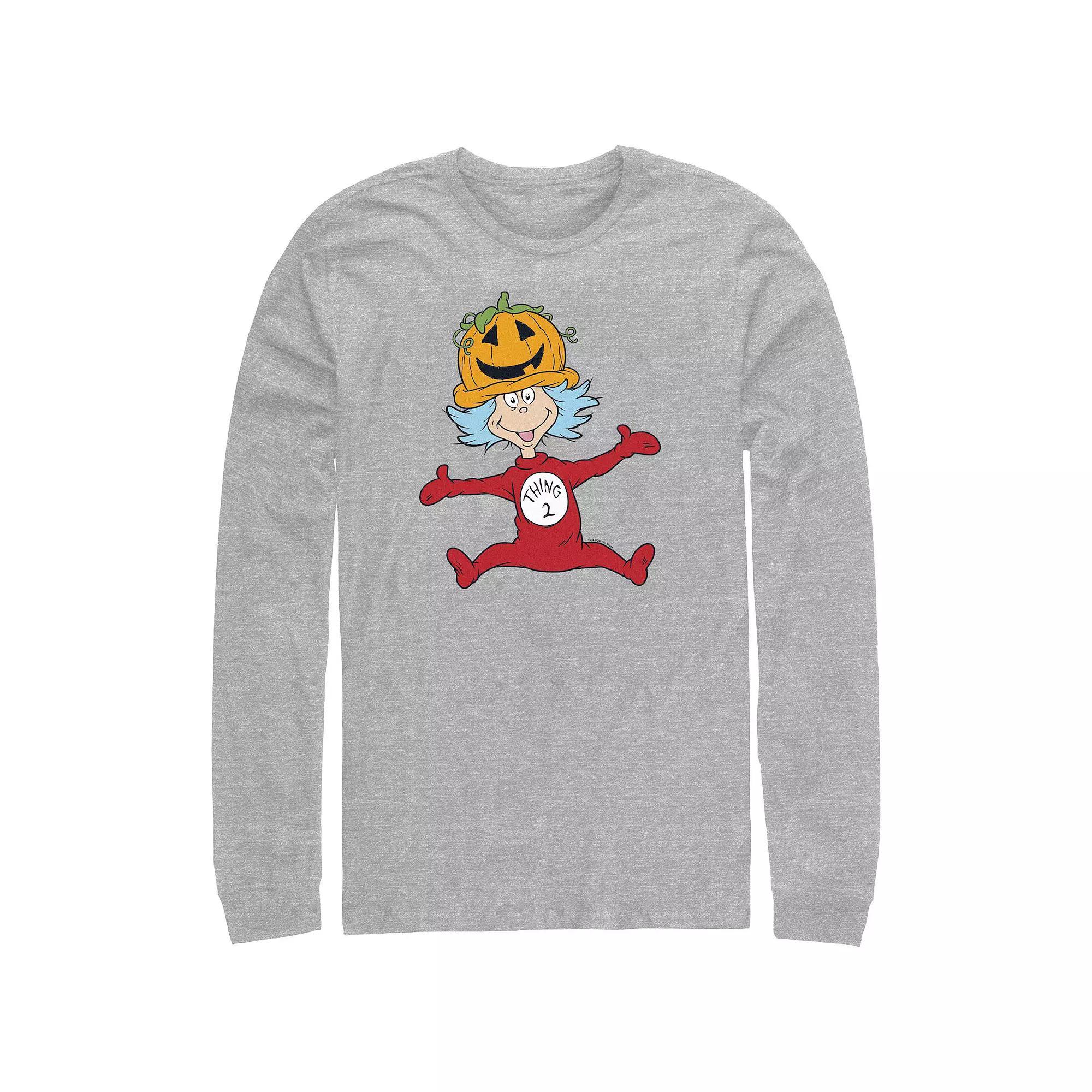 Men's Dr. Seuss Thing 2 Pumpkin Hat Long Sleeve Graphic Tee, Size: XL Tall, Athletic Grey Product Image