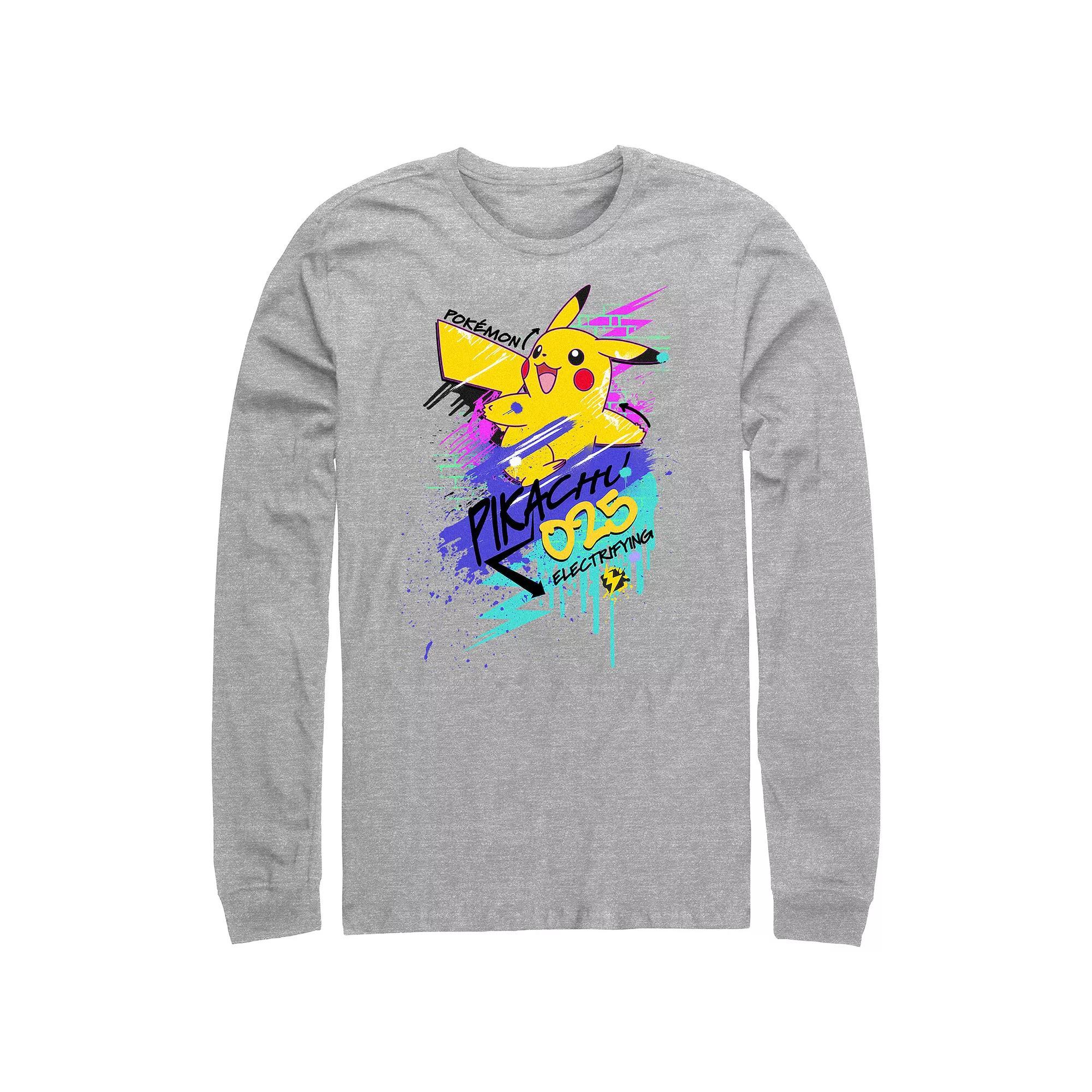 Men's Pokemon Pikachu Graffiti Graphic Tee, Size: XL, Athletic Grey Product Image