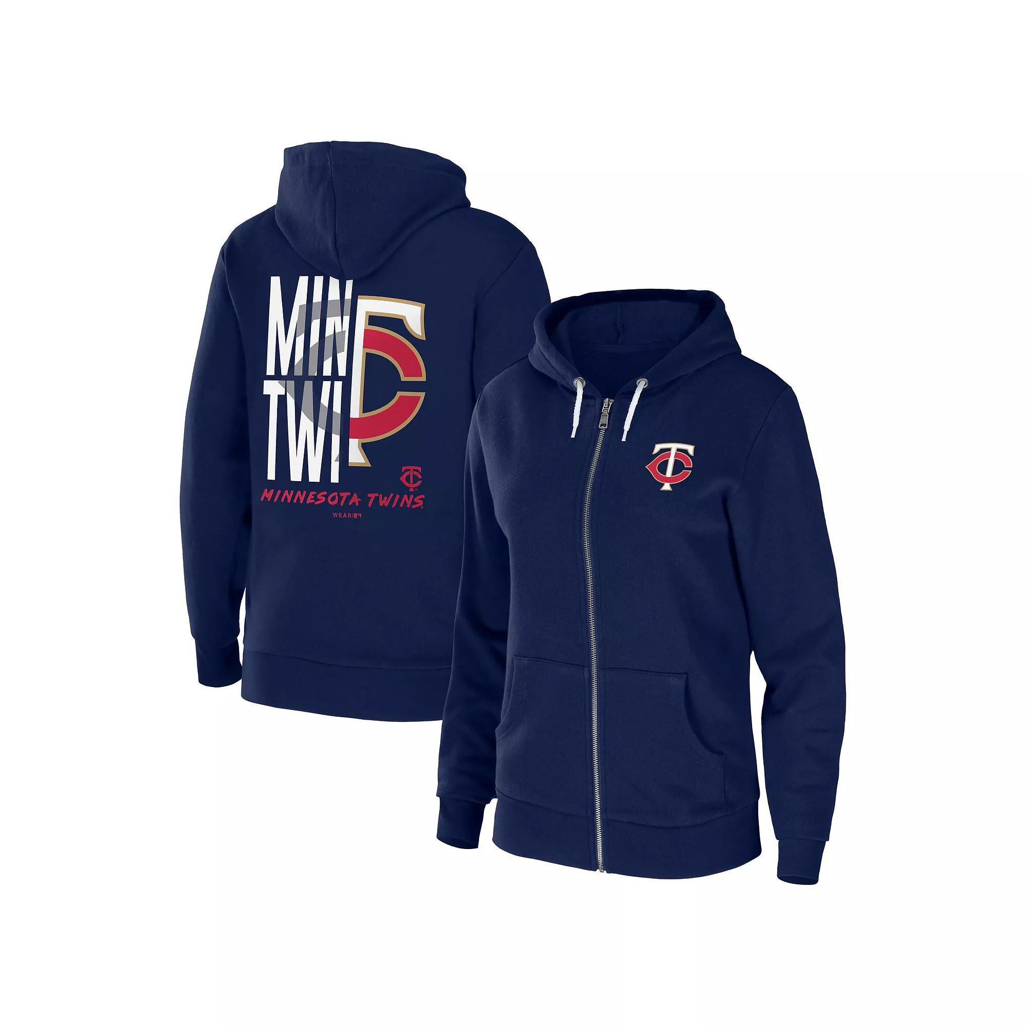 Women's WEAR by Erin Andrews Navy Minnesota Twins Sponge Fleece Full-Zip Hoodie, Size: Small, Blue Product Image