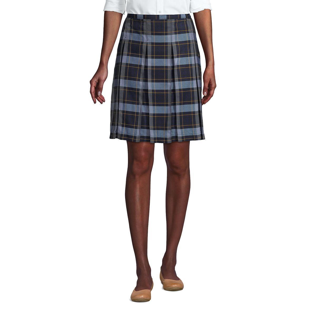 Womens Lands End School Uniform Plaid Box Pleat Skirt Product Image