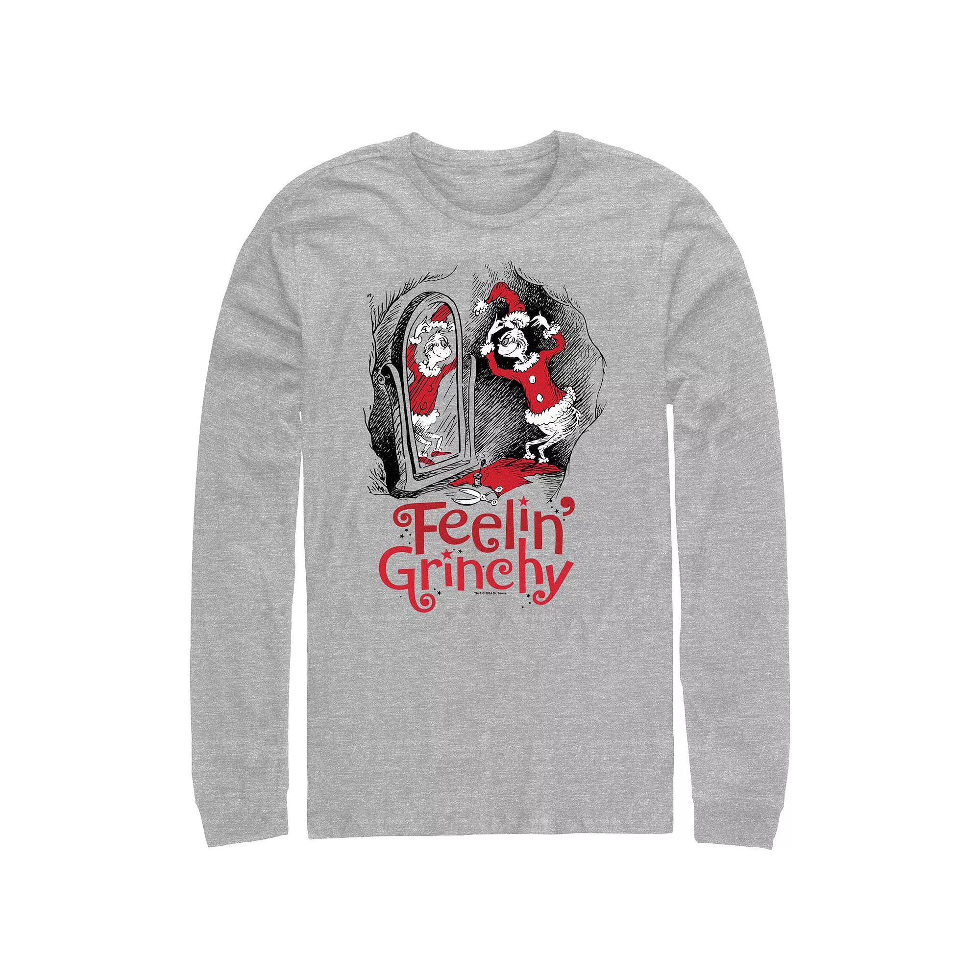 Big & Tall Dr. Seuss Feeling Grinchy Long Sleeve Graphic Tee, Men's, Size: Medium, Athletic Grey Product Image