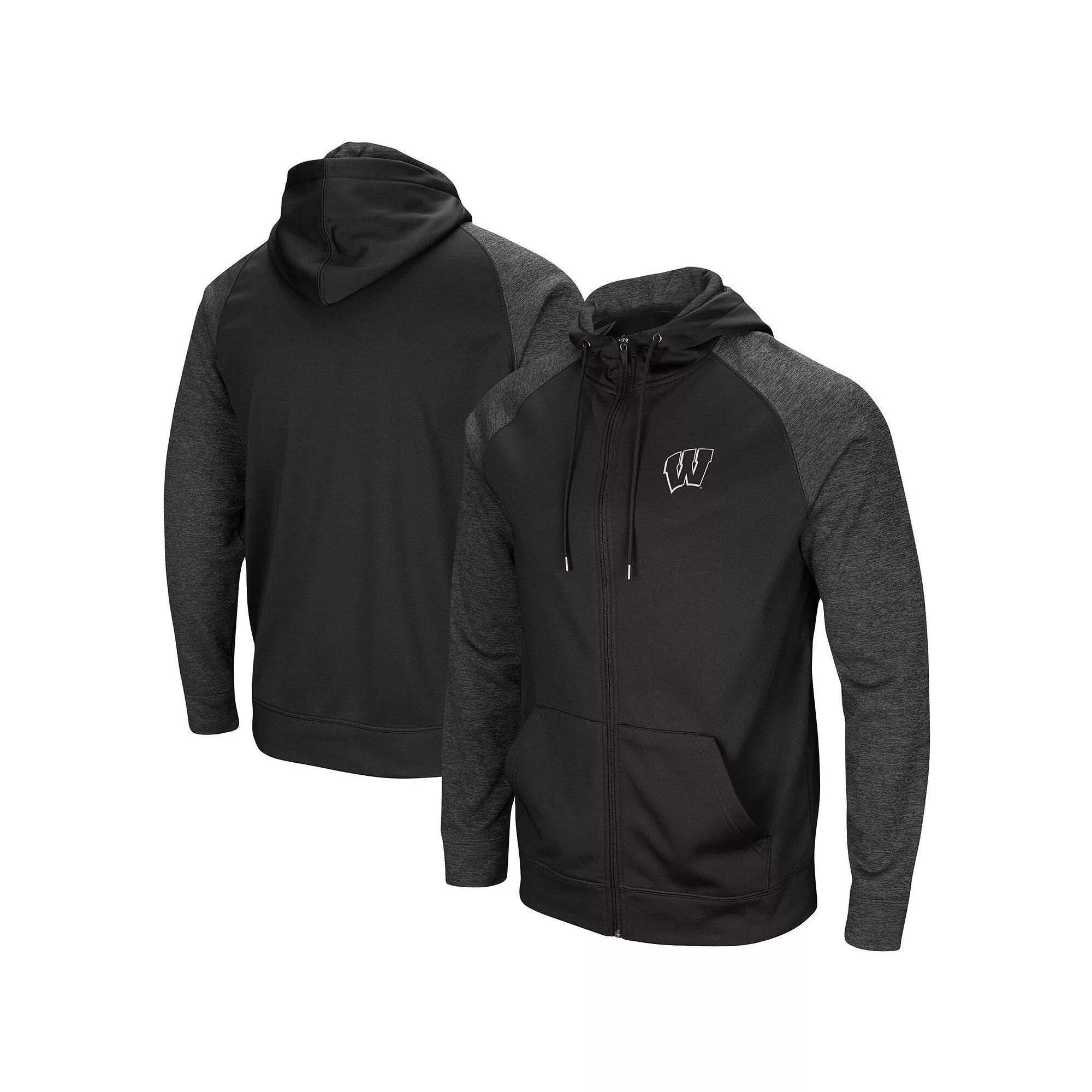 Men's Colosseum Black LSU Tigers Big & Tall Blackout Raglan Full-Zip Hoodie, Size: 2XLT Product Image