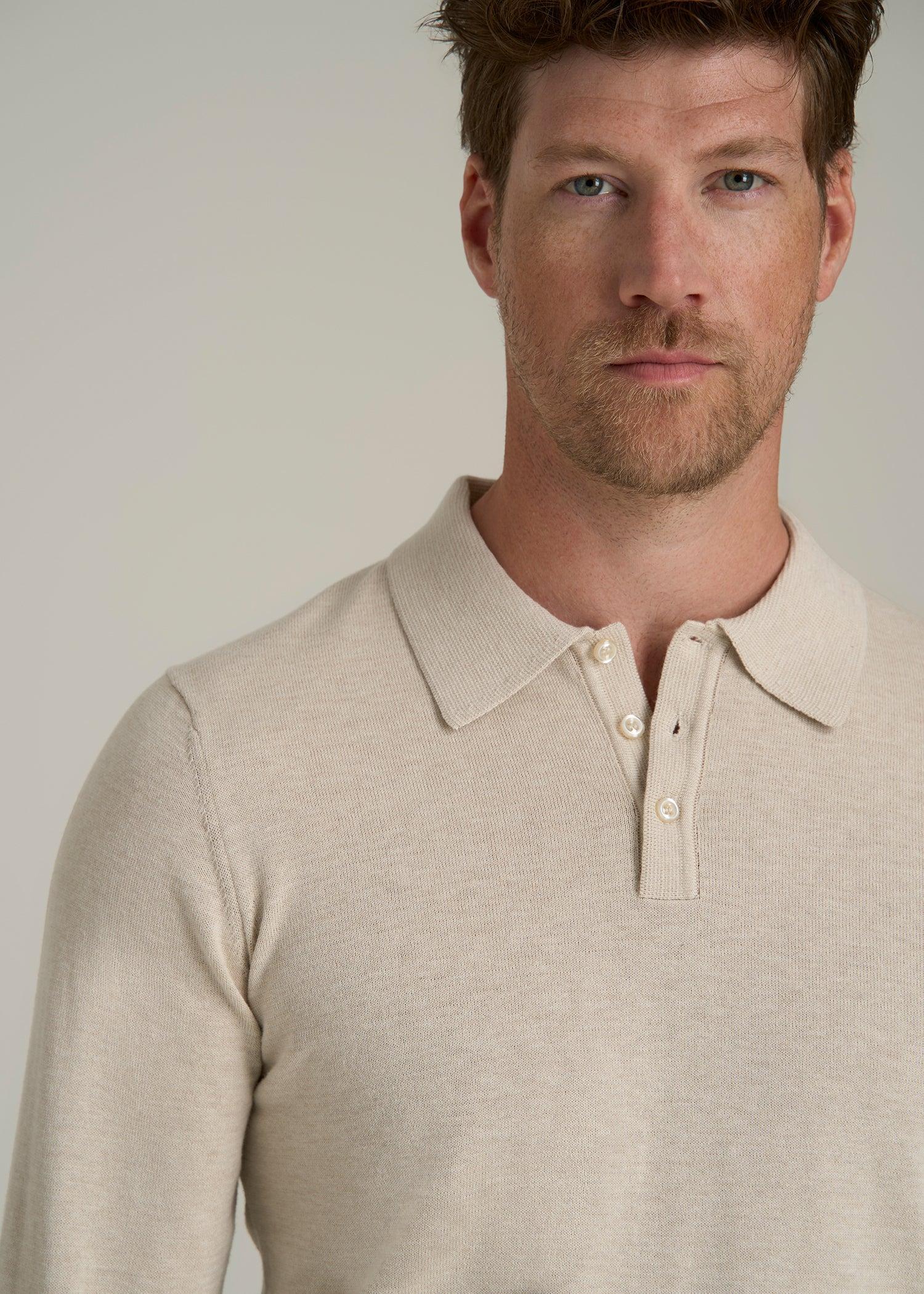 Men’s Tall Polo Sweater in Vanilla Latte Mix Product Image
